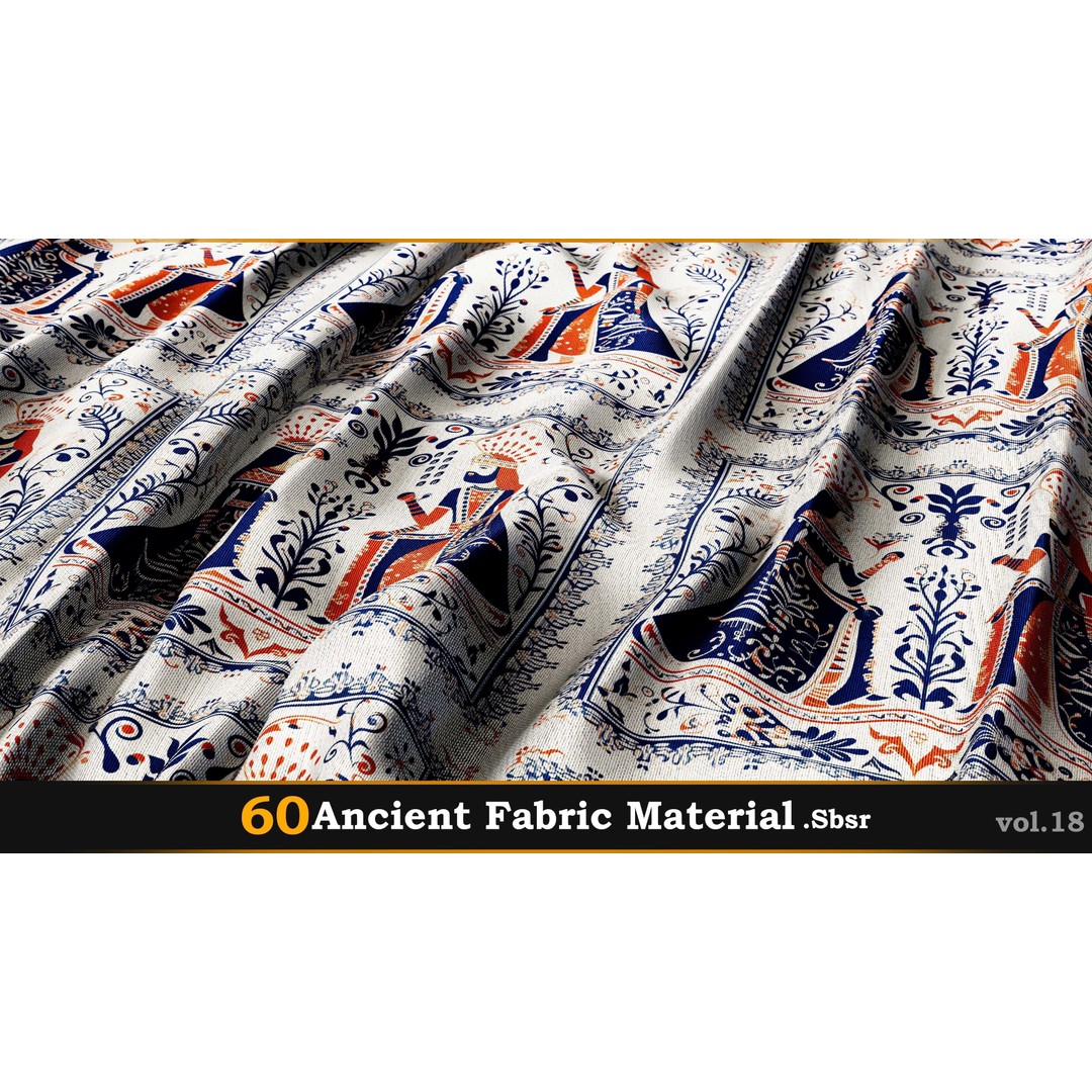 Ancient Fabric Material 3D Model – 60 Textures, SBSAR Files - View 19