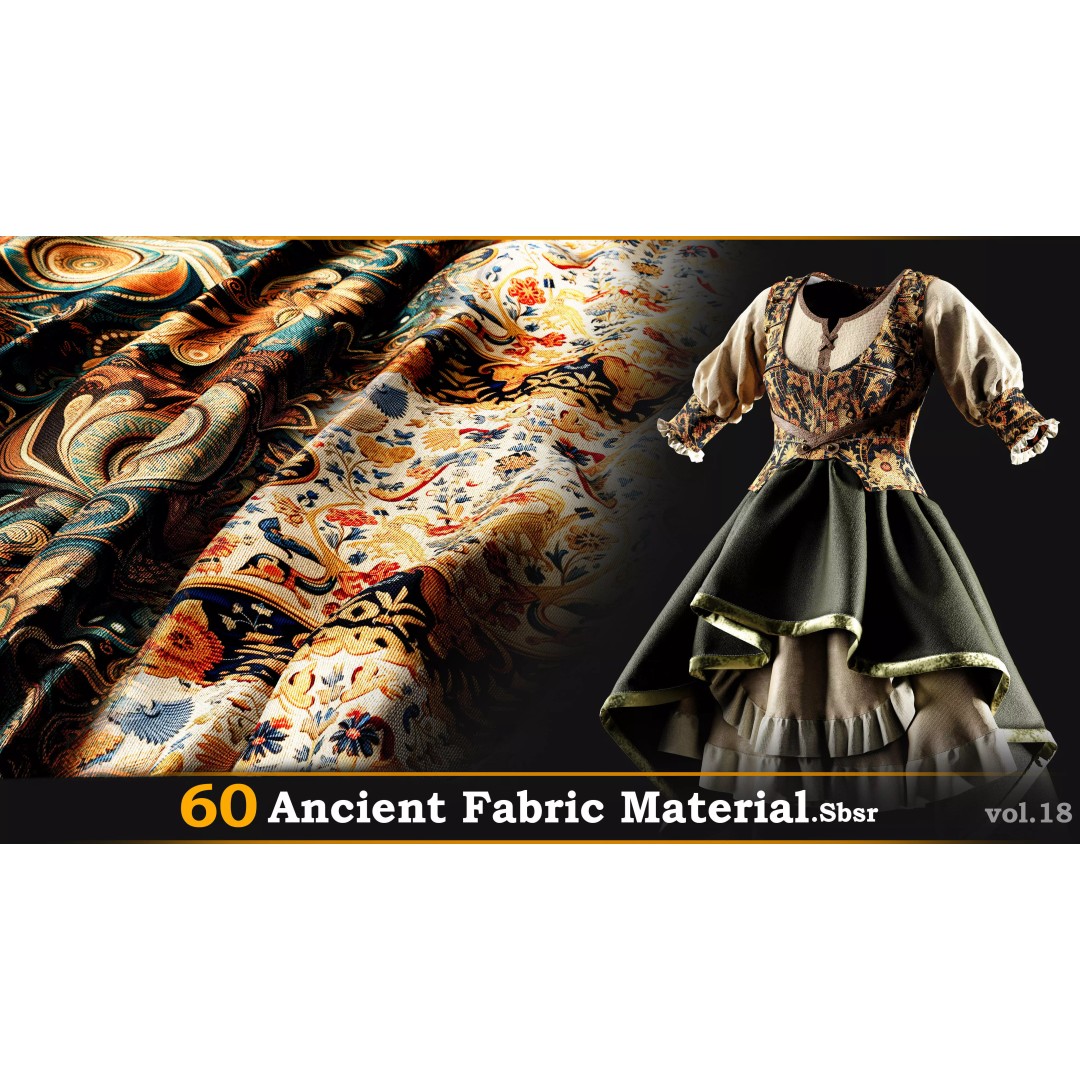 Ancient Fabric Material 3D Model – 60 Textures, SBSAR Files - View 2
