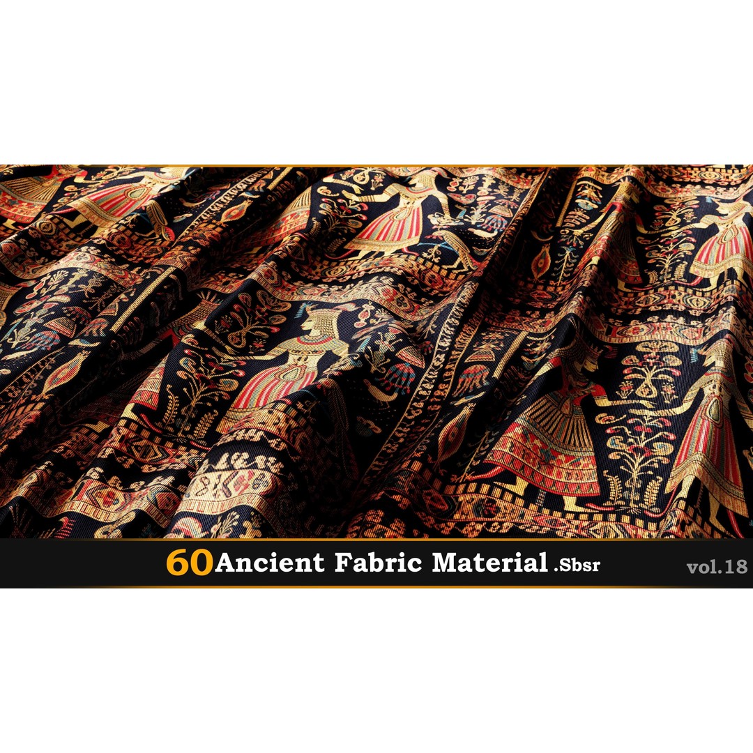 Ancient Fabric Material 3D Model – 60 Textures, SBSAR Files - View 21