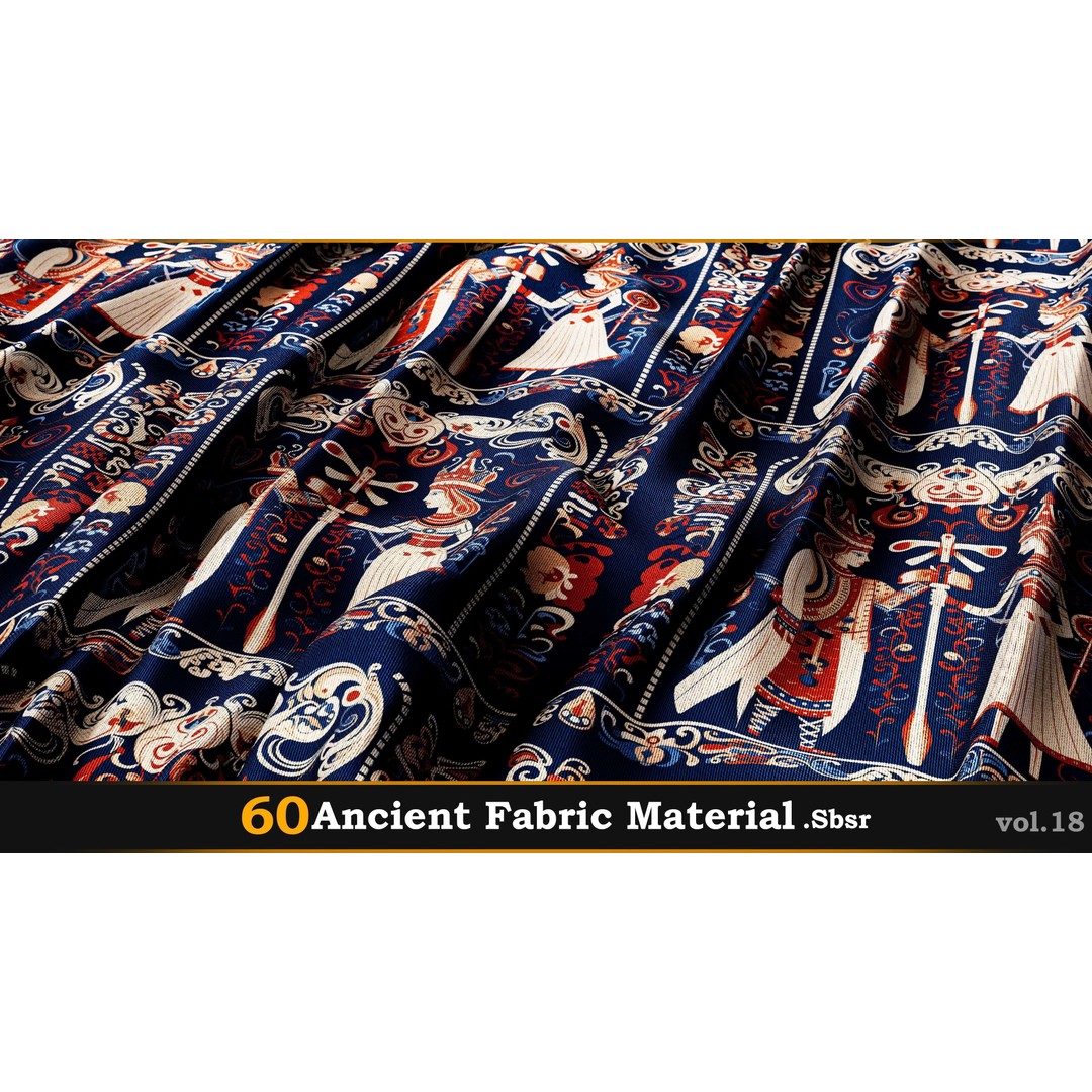 Ancient Fabric Material 3D Model – 60 Textures, SBSAR Files - View 22