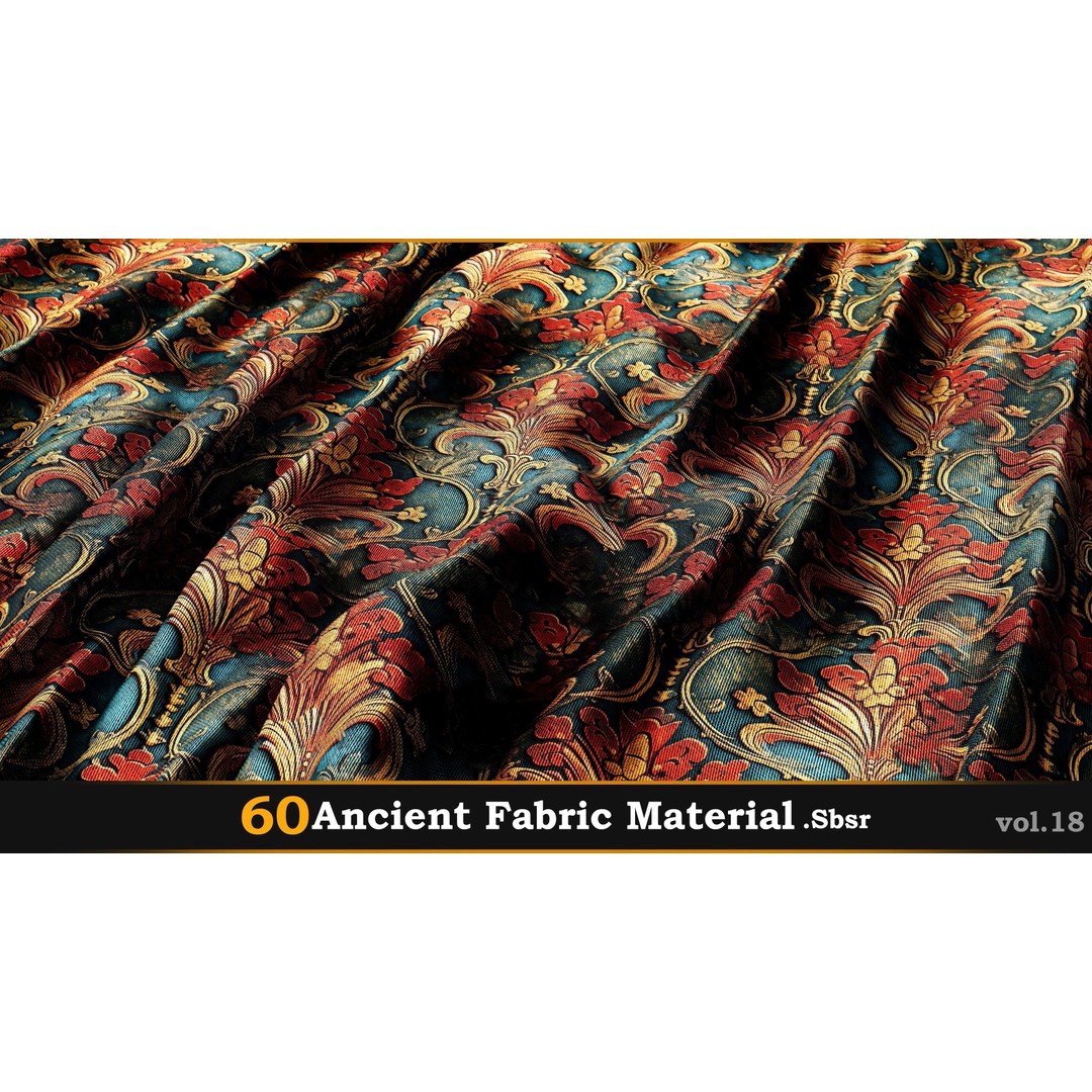 Ancient Fabric Material 3D Model – 60 Textures, SBSAR Files - View 35