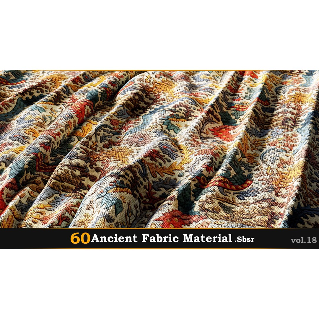 Ancient Fabric Material 3D Model – 60 Textures, SBSAR Files - View 41
