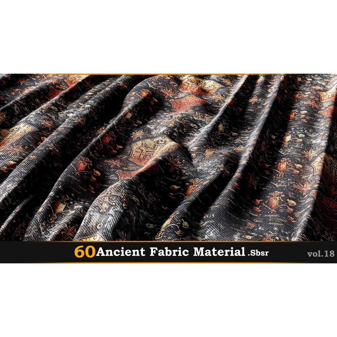 Ancient Fabric Material 3D Model – 60 Textures, SBSAR Files - View 42