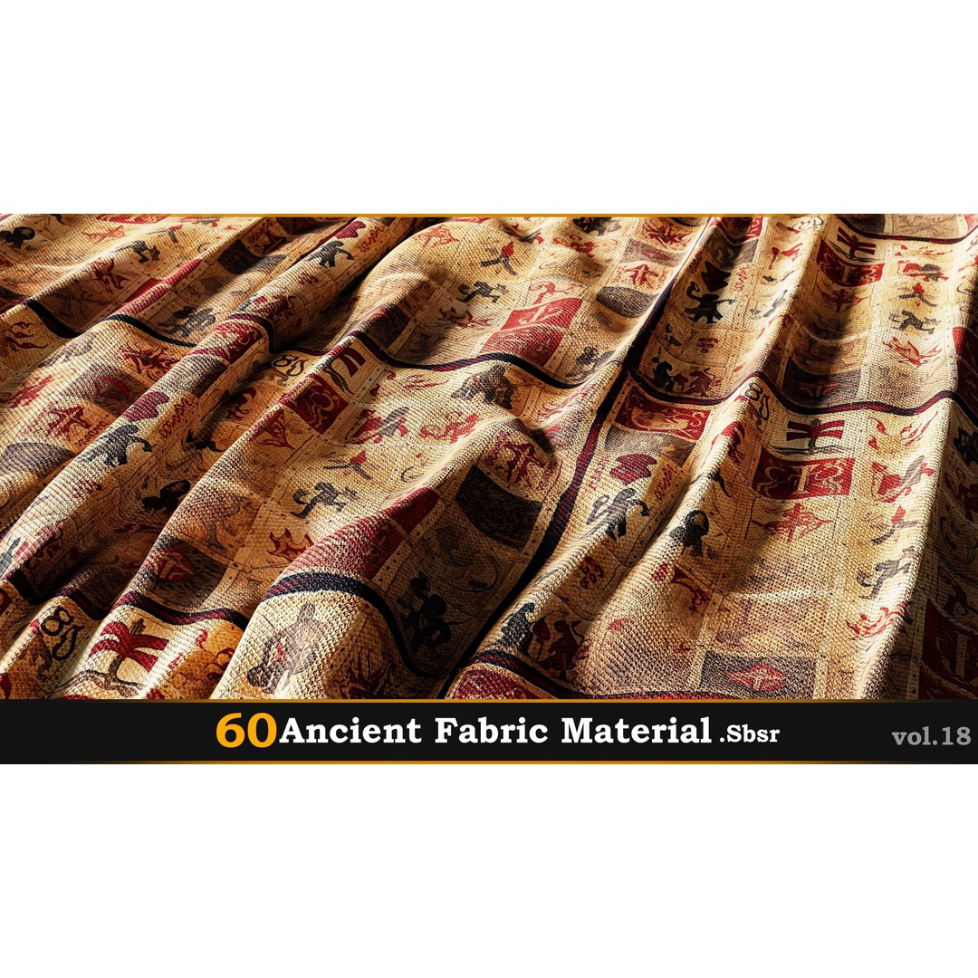 Ancient Fabric Material 3D Model – 60 Textures, SBSAR Files - View 45