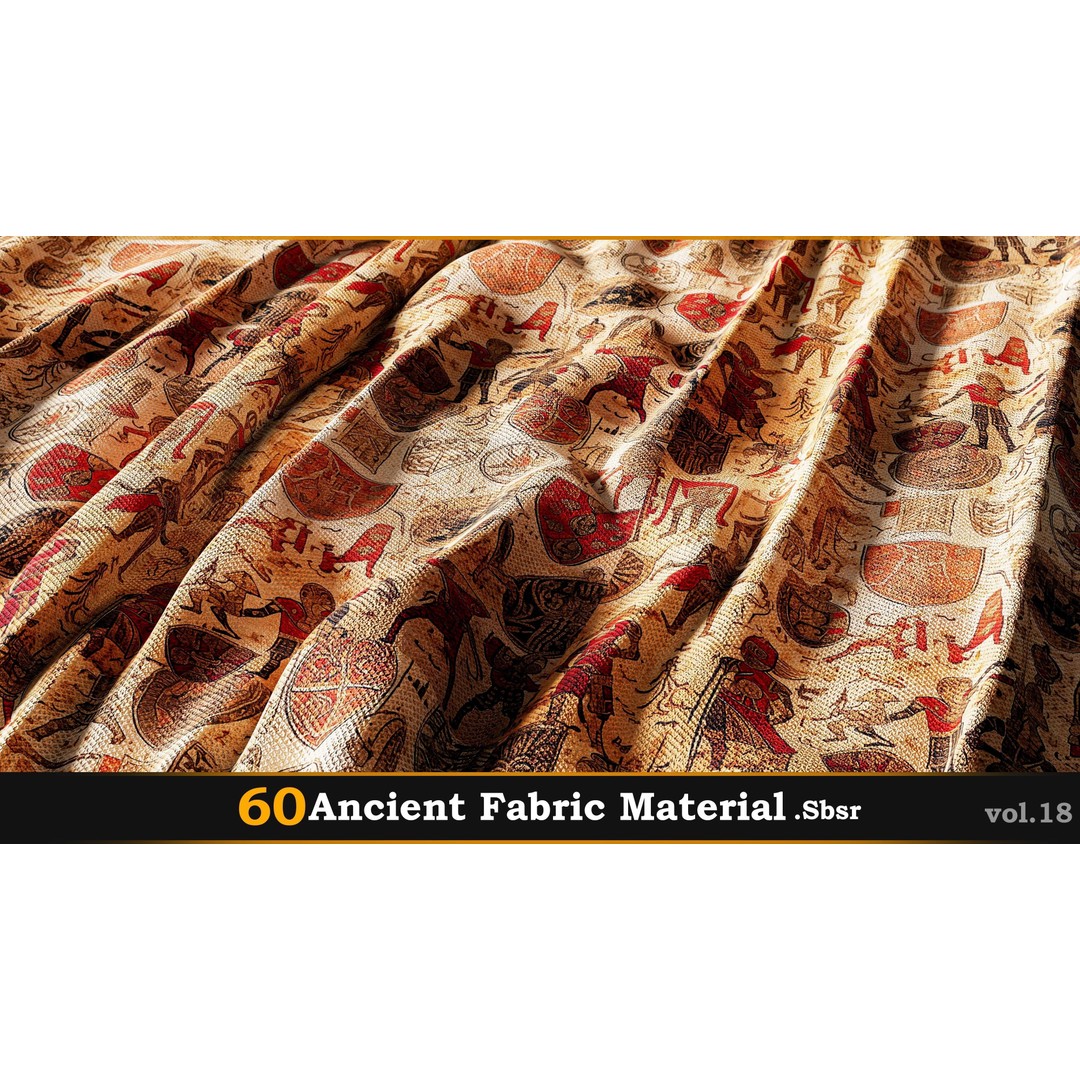 Ancient Fabric Material 3D Model – 60 Textures, SBSAR Files - View 46
