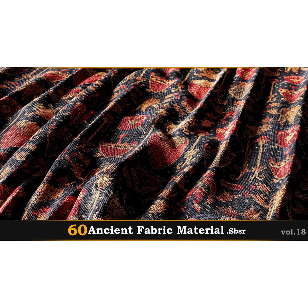 Ancient Fabric Material 3D Model – 60 Textures, SBSAR Files - View 47