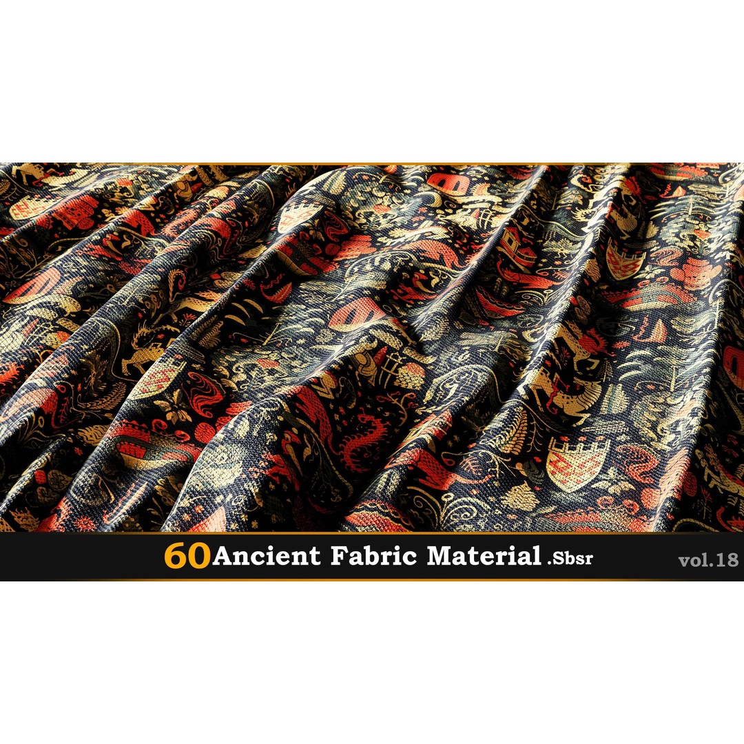 Ancient Fabric Material 3D Model – 60 Textures, SBSAR Files - View 48