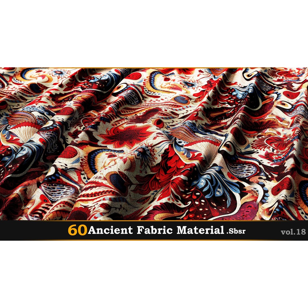 Ancient Fabric Material 3D Model – 60 Textures, SBSAR Files - View 5