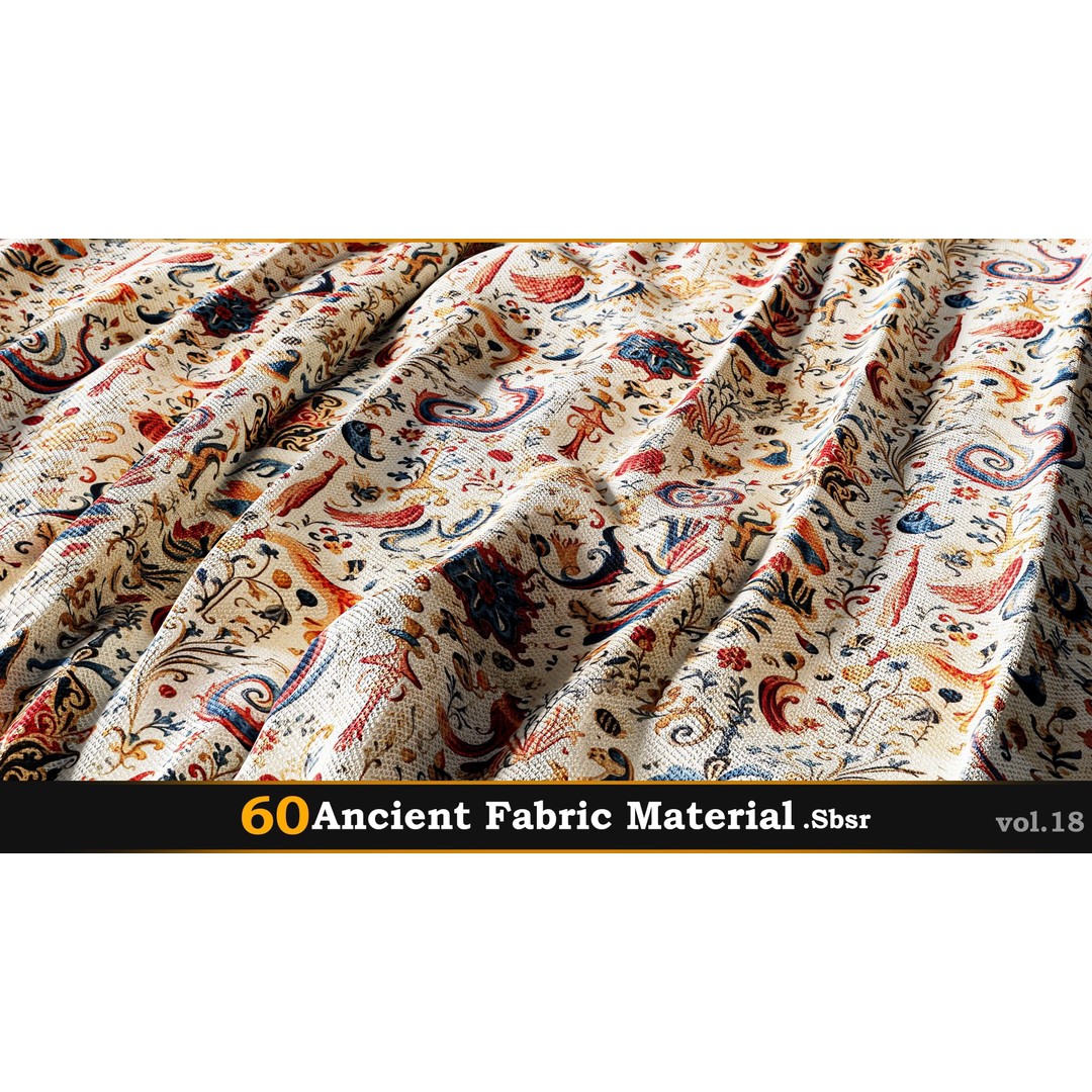 Ancient Fabric Material 3D Model – 60 Textures, SBSAR Files - View 51