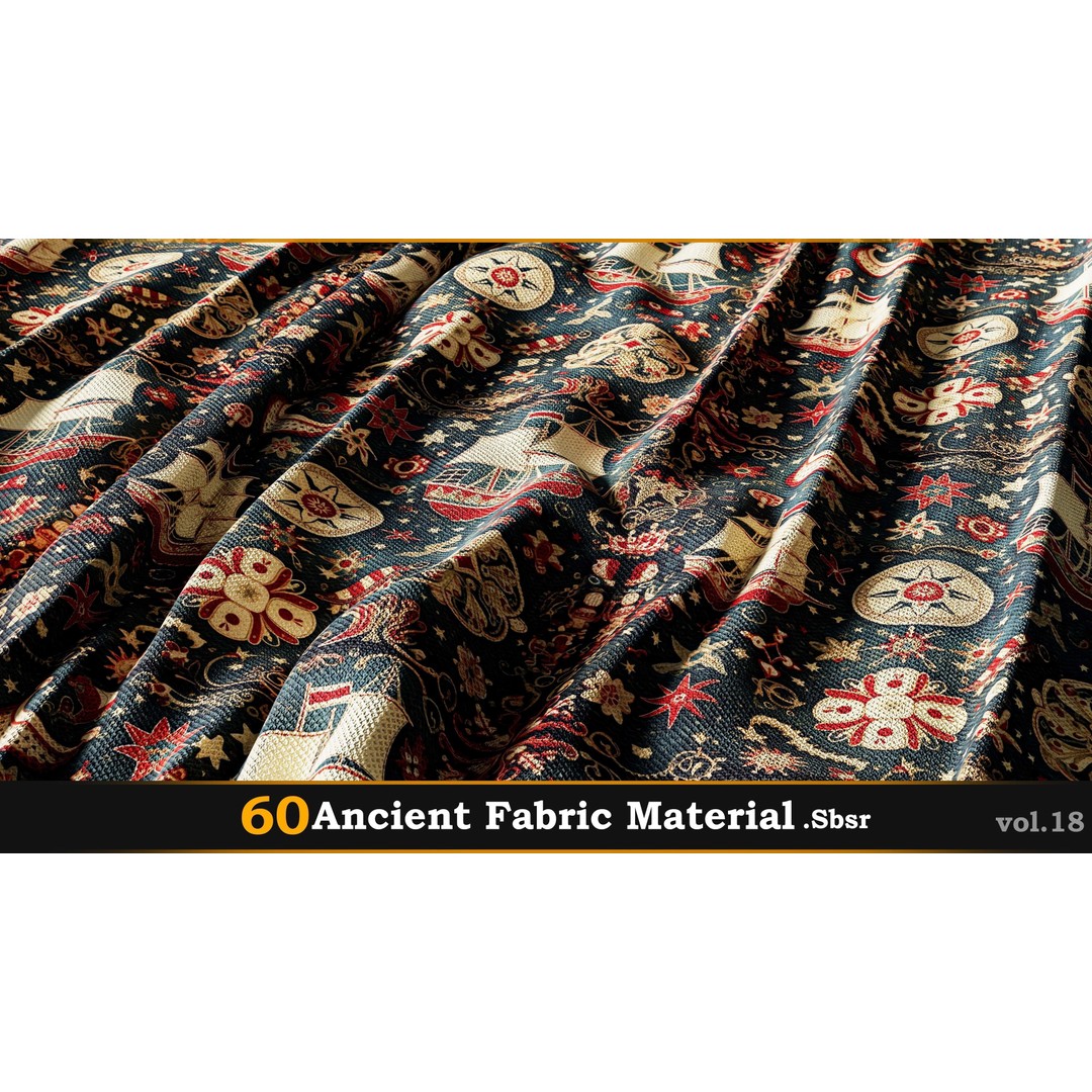 Ancient Fabric Material 3D Model – 60 Textures, SBSAR Files - View 53