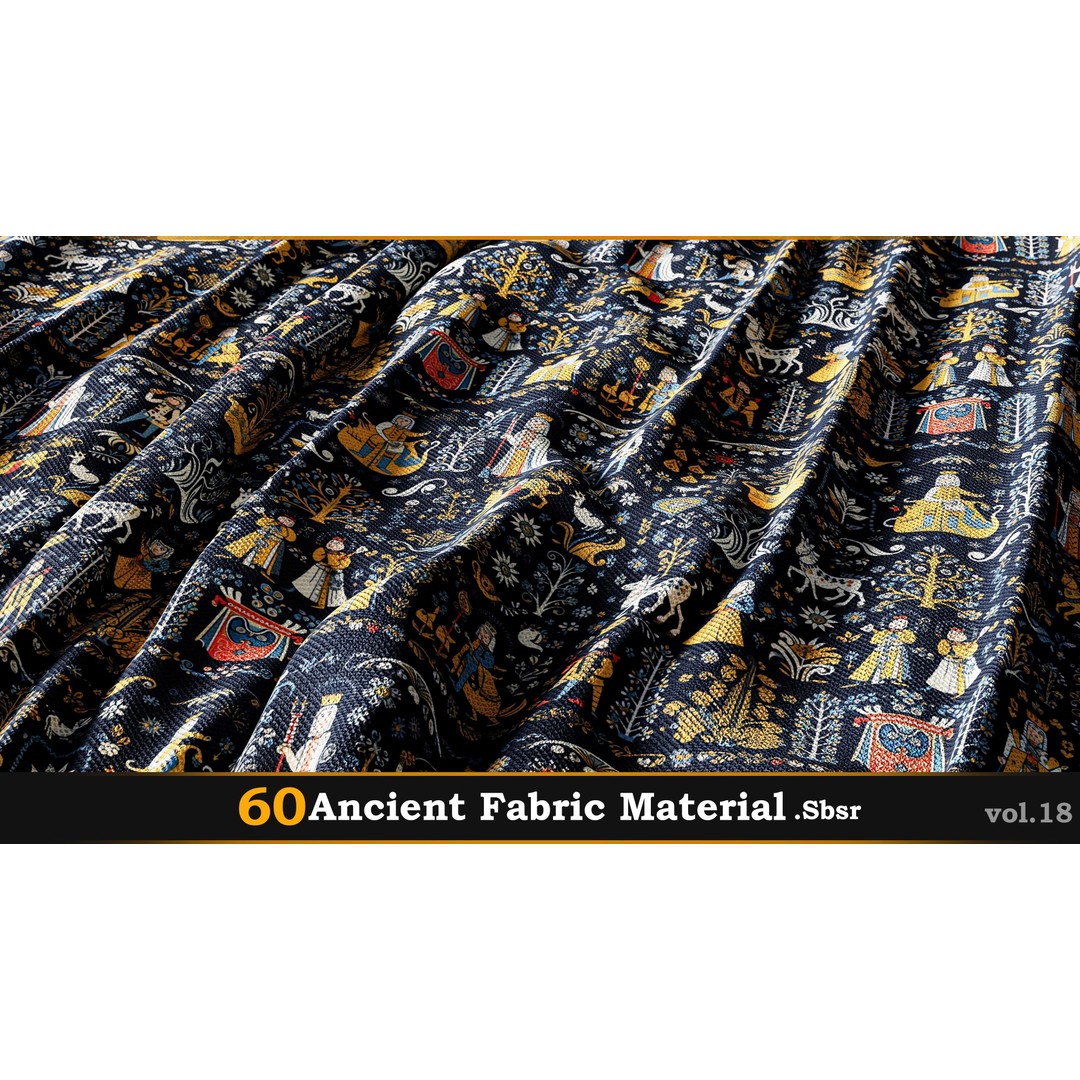 Ancient Fabric Material 3D Model – 60 Textures, SBSAR Files - View 57
