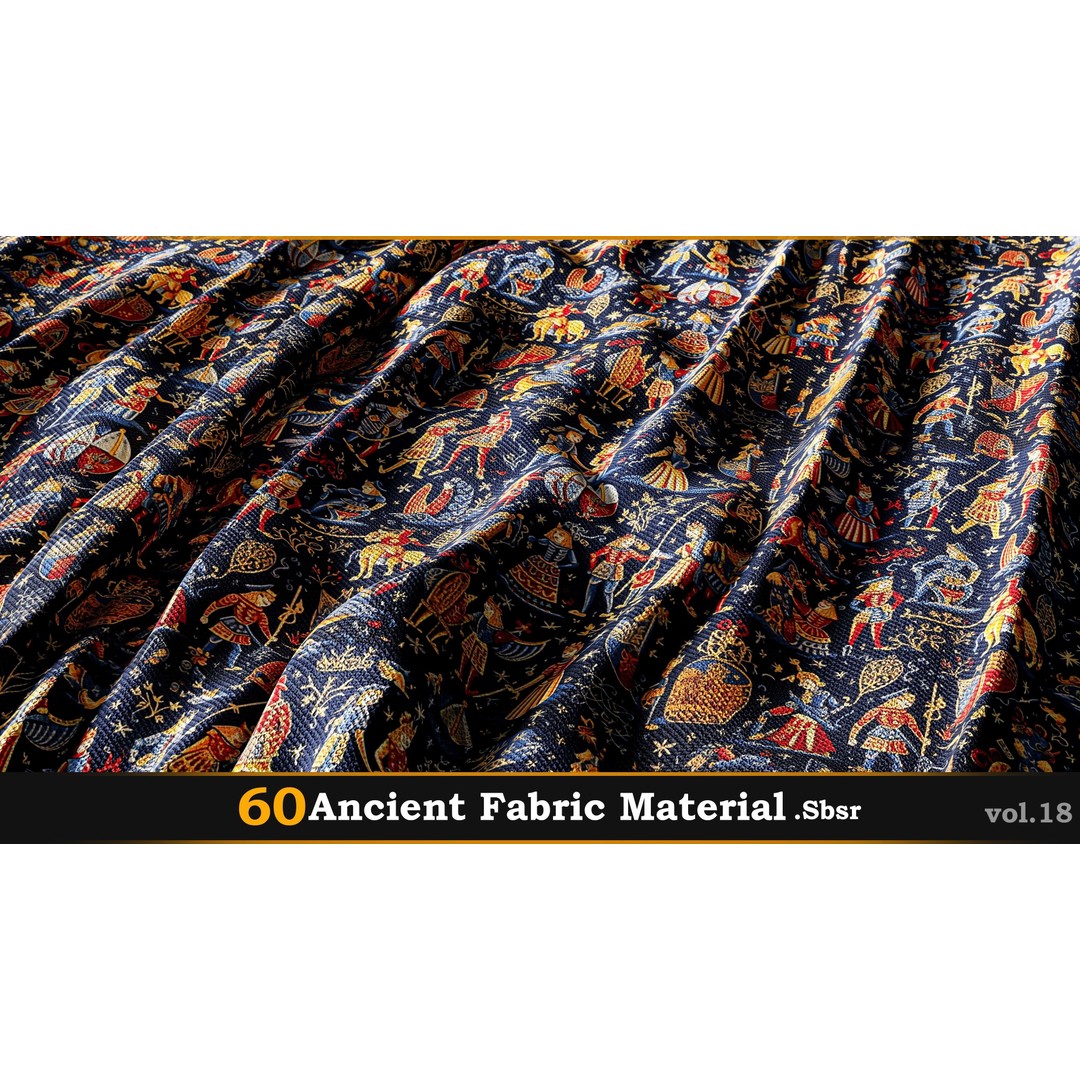 Ancient Fabric Material 3D Model – 60 Textures, SBSAR Files - View 58