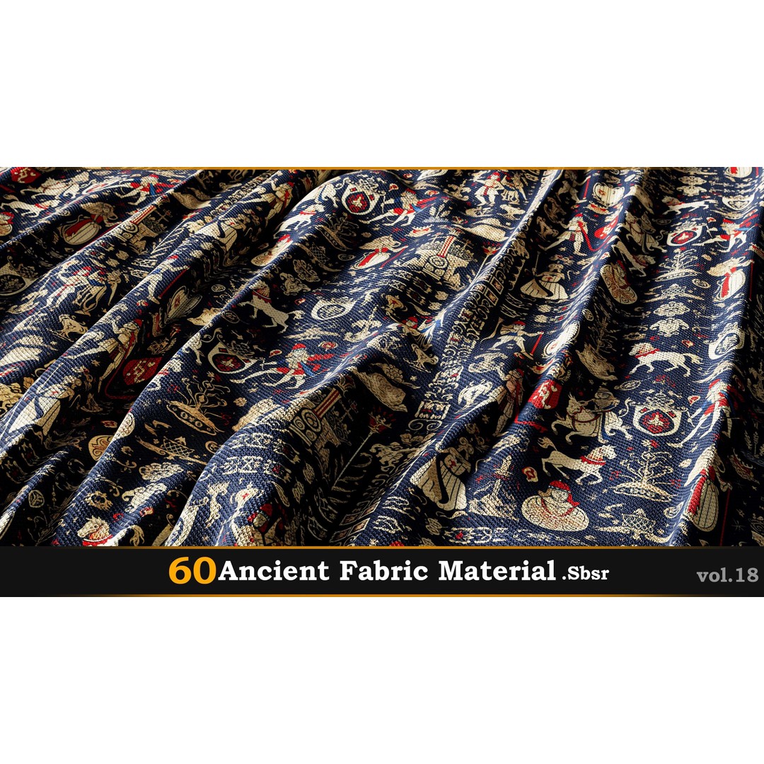 Ancient Fabric Material 3D Model – 60 Textures, SBSAR Files - View 59