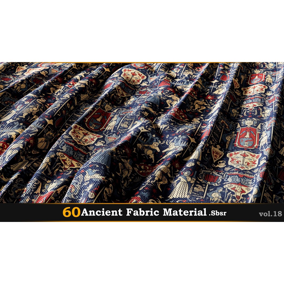 Ancient Fabric Material 3D Model – 60 Textures, SBSAR Files - View 60