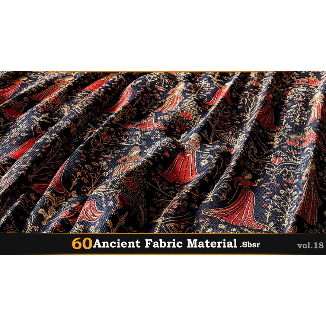Ancient Fabric Material 3D Model – 60 Textures, SBSAR Files - View 61