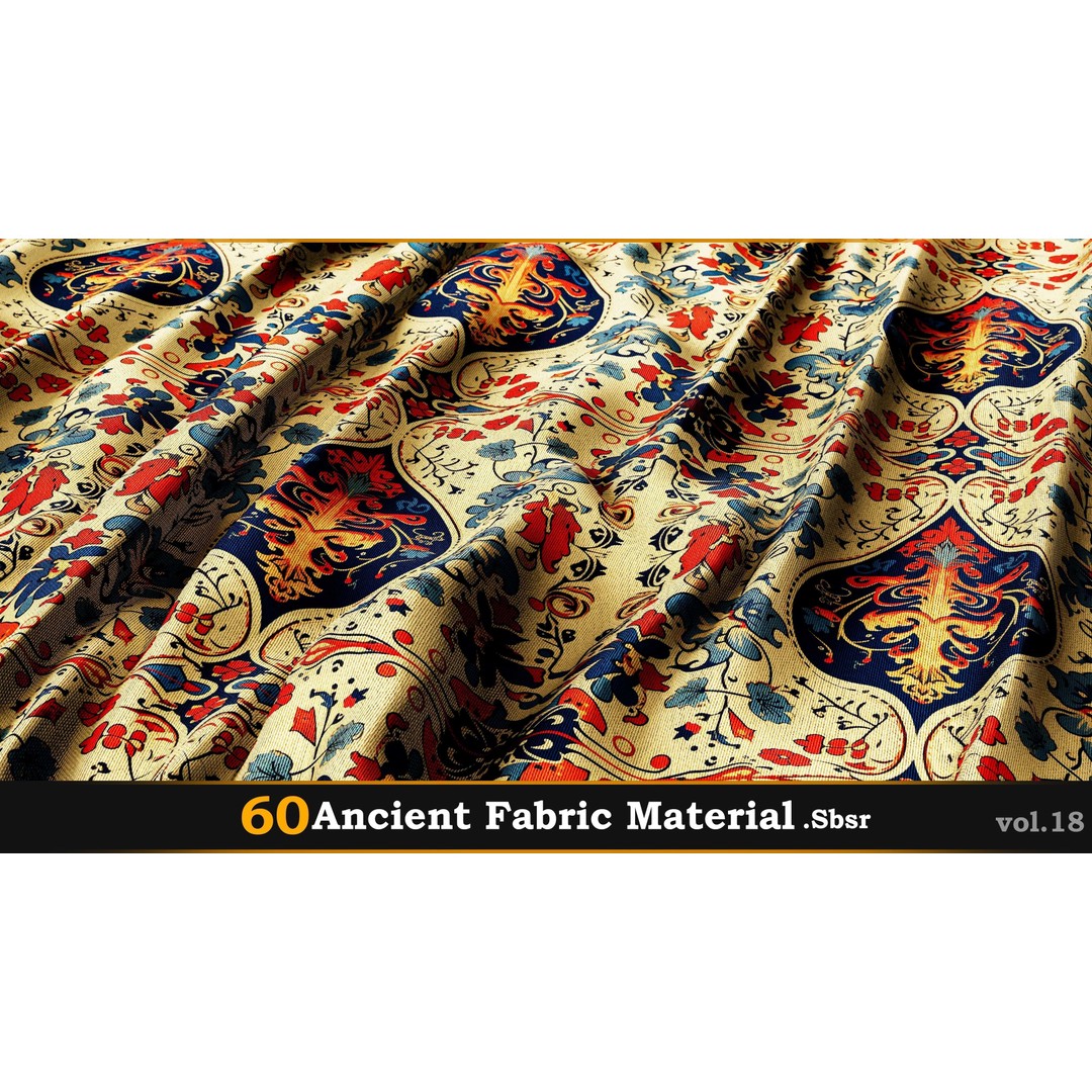 Ancient Fabric Material 3D Model – 60 Textures, SBSAR Files - View 9