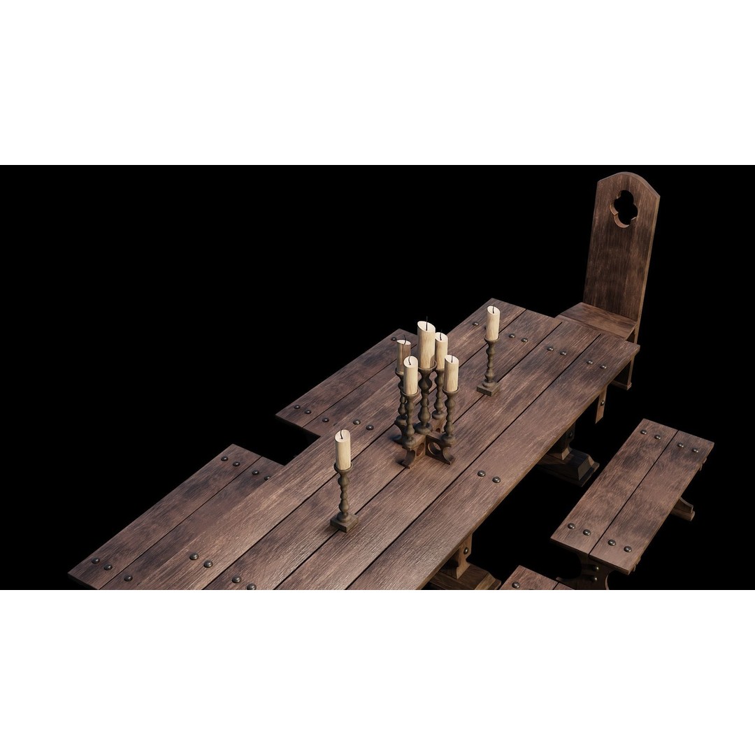 Wood Furniture 3D Model – PBR Game Ready Collection with 4K Textures - View 12