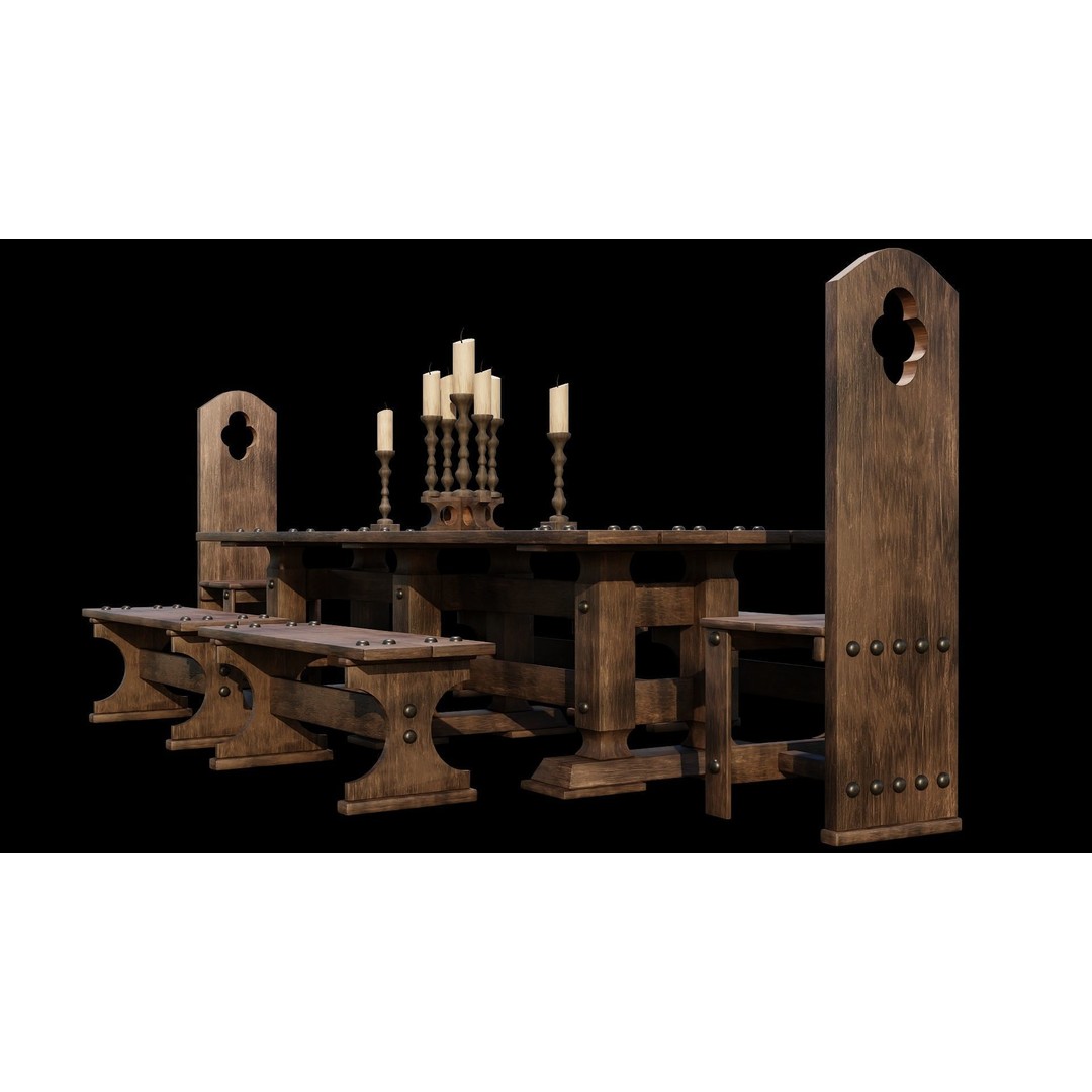 Wood Furniture 3D Model – PBR Game Ready Collection with 4K Textures - View 13