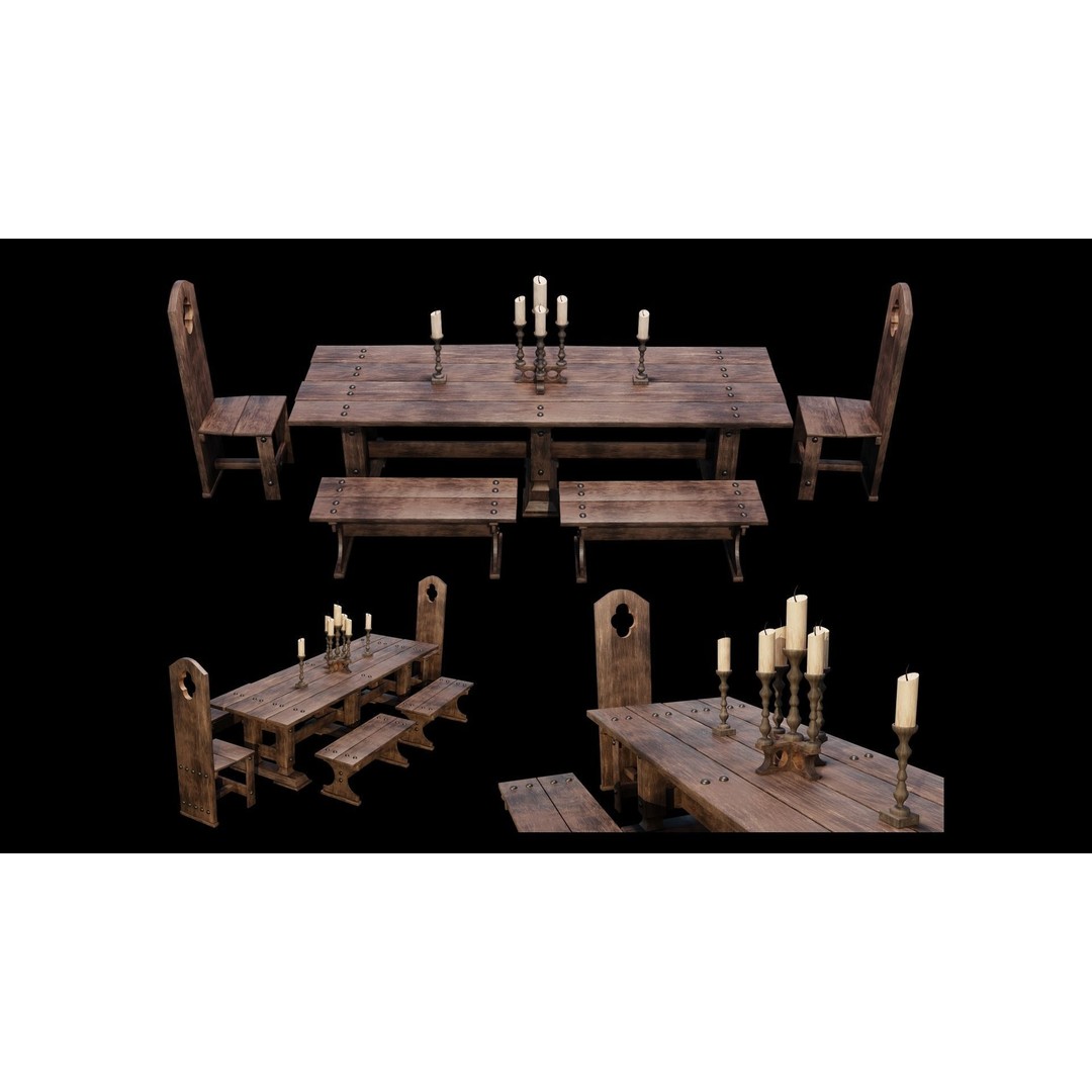 Wood Furniture 3D Model – PBR Game Ready Collection with 4K Textures - View 22