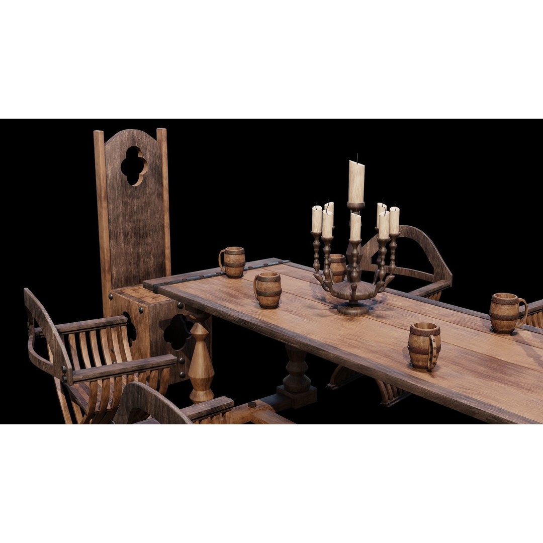 Wood Furniture 3D Model – PBR Game Ready Collection with 4K Textures - View 25