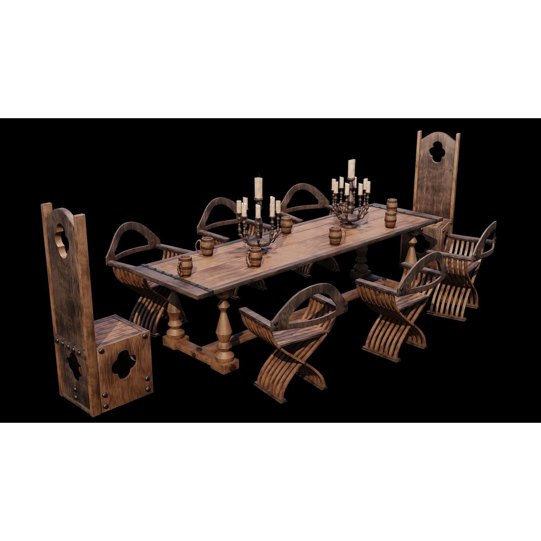 Wood Furniture 3D Model – PBR Game Ready Collection with 4K Textures - View 26