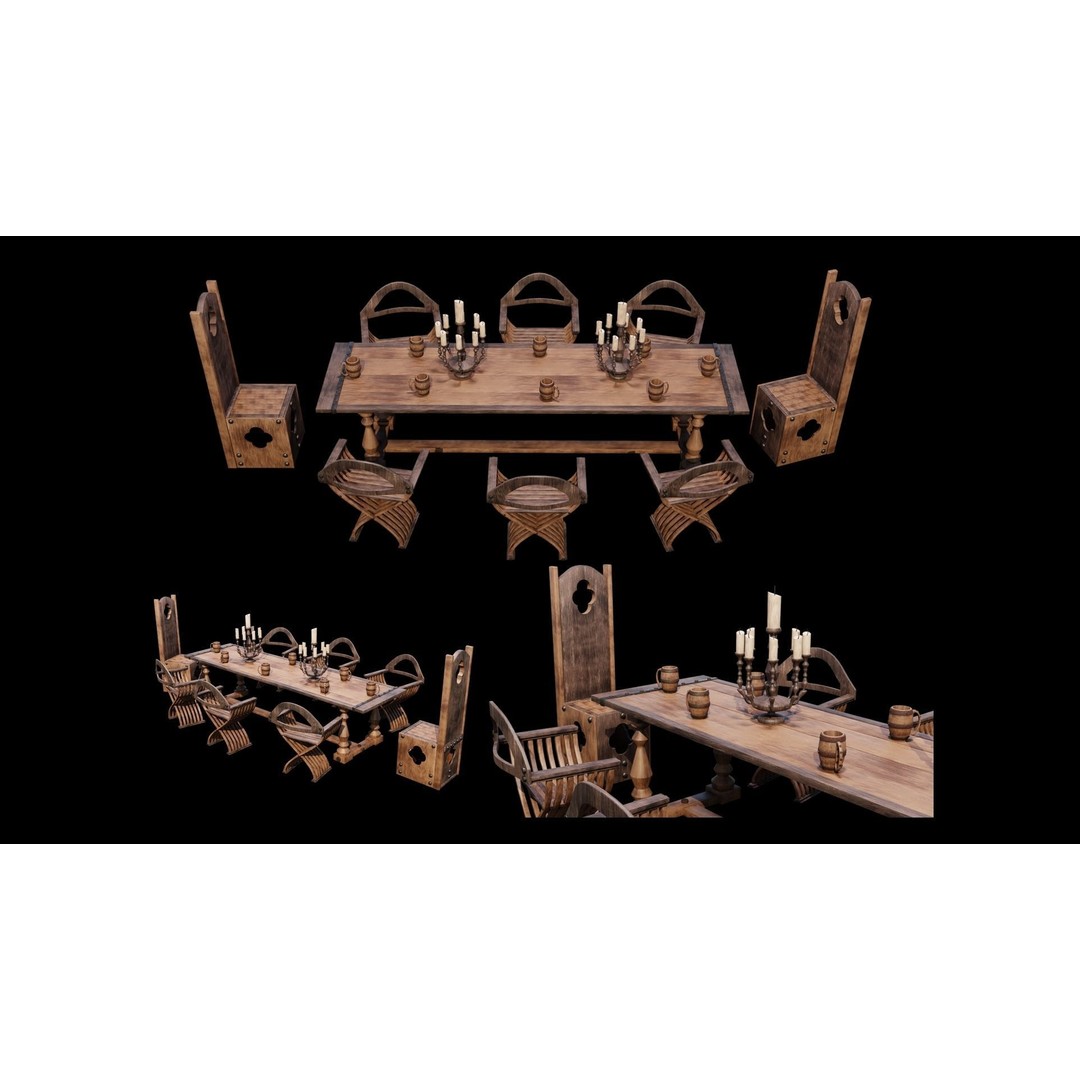 Wood Furniture 3D Model – PBR Game Ready Collection with 4K Textures - View 39