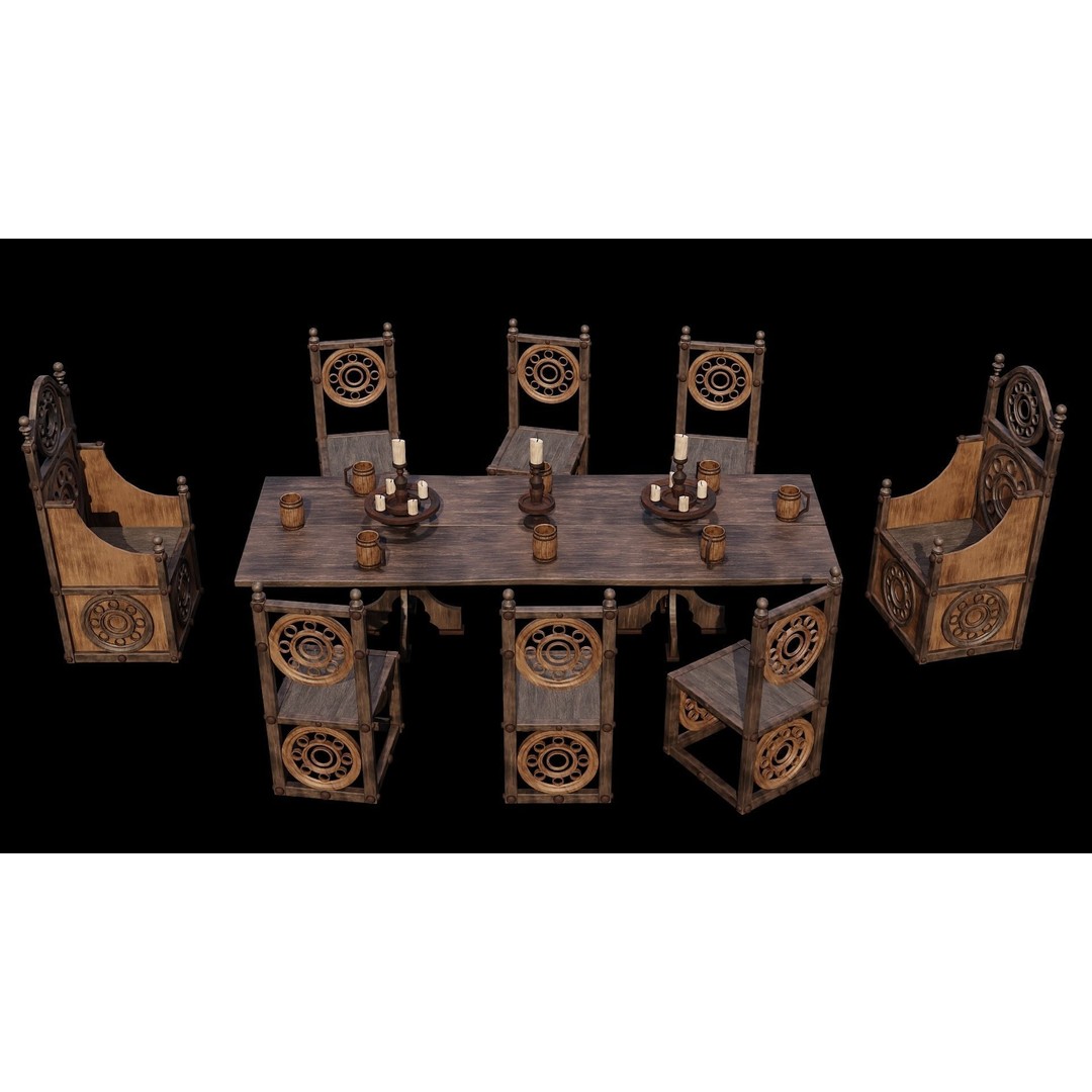 Wood Furniture 3D Model – PBR Game Ready Collection with 4K Textures - View 65