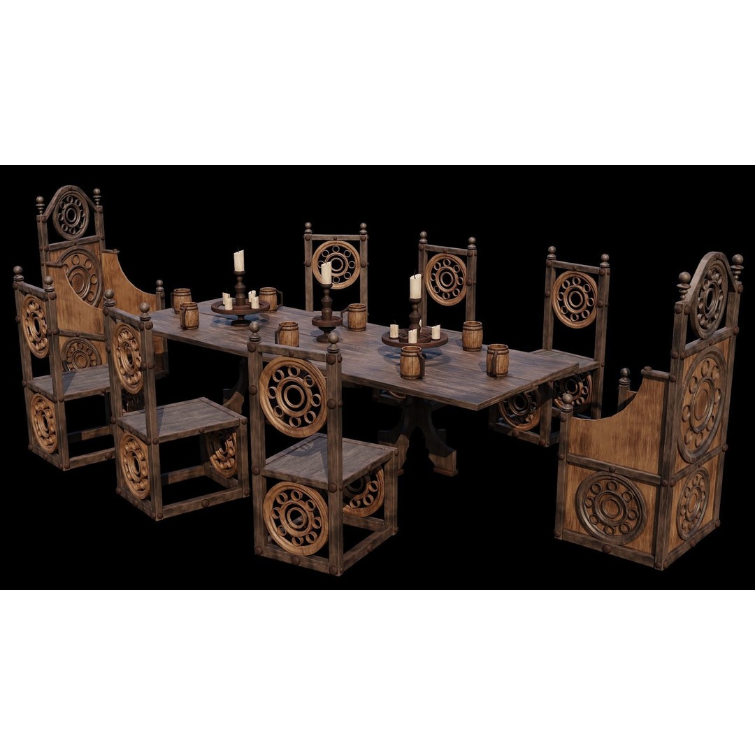 Wood Furniture 3D Model – PBR Game Ready Collection with 4K Textures - View 73