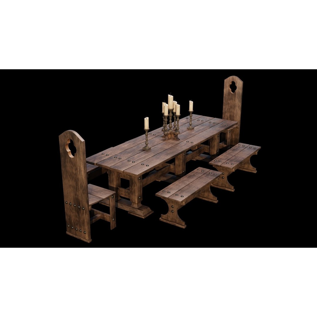 Wood Furniture 3D Model – PBR Game Ready Collection with 4K Textures - View 9