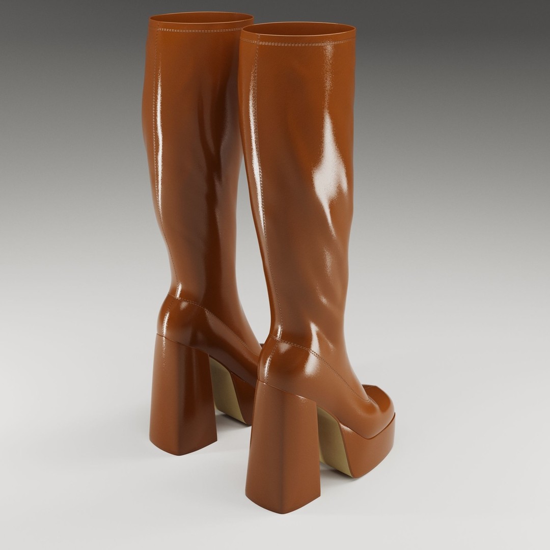 NOKWOL Emmie Platform Knee Boots 3D Model – Low Poly Game Ready Asset, FBX, Blender - View 12
