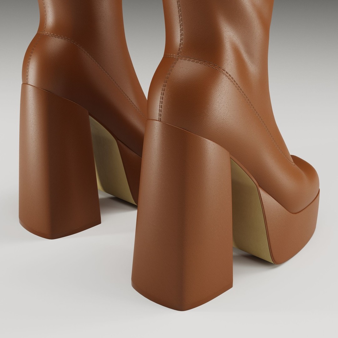 NOKWOL Emmie Platform Knee Boots 3D Model – Low Poly Game Ready Asset, FBX, Blender - View 16