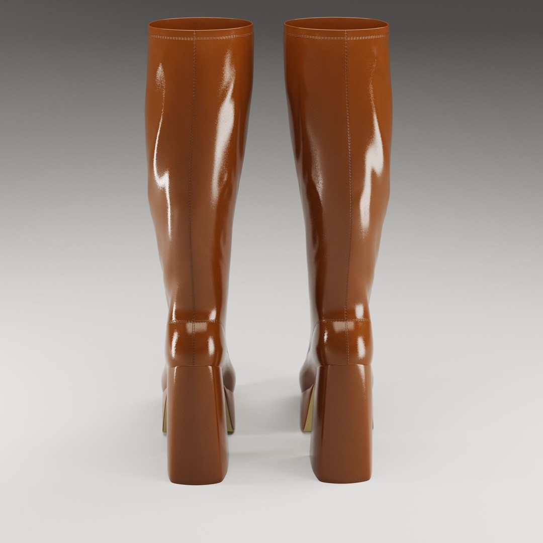 NOKWOL Emmie Platform Knee Boots 3D Model – Low Poly Game Ready Asset, FBX, Blender - View 17