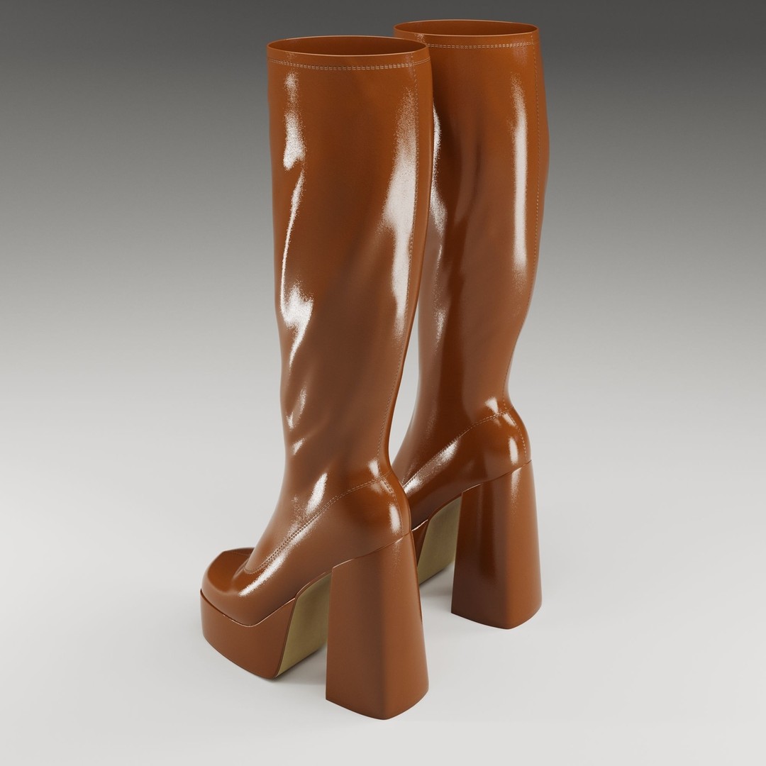NOKWOL Emmie Platform Knee Boots 3D Model – Low Poly Game Ready Asset, FBX, Blender - View 19