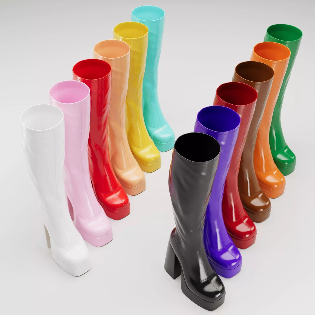 NOKWOL Emmie Platform Knee Boots 3D Model – Low Poly Game Ready Asset, FBX, Blender - View 2