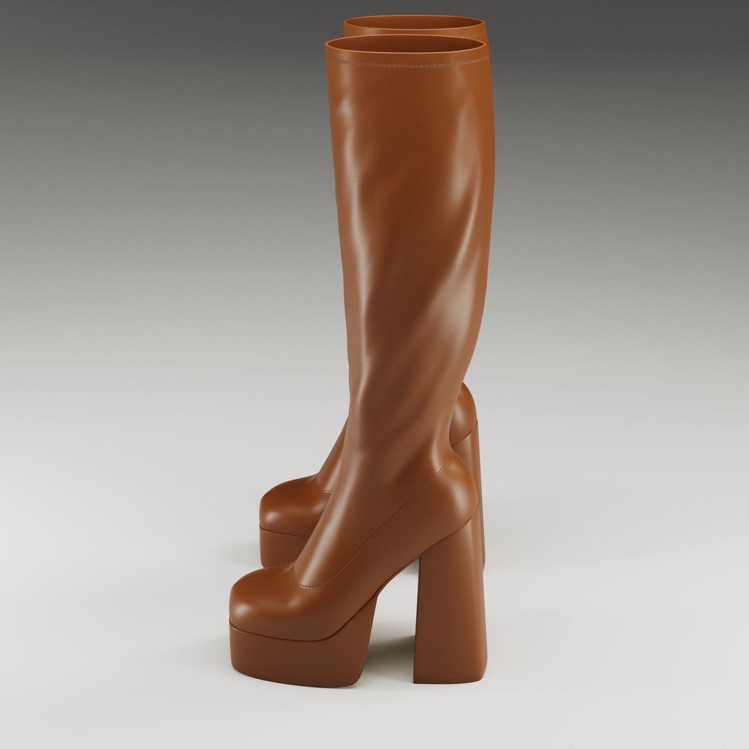 NOKWOL Emmie Platform Knee Boots 3D Model – Low Poly Game Ready Asset, FBX, Blender - View 22