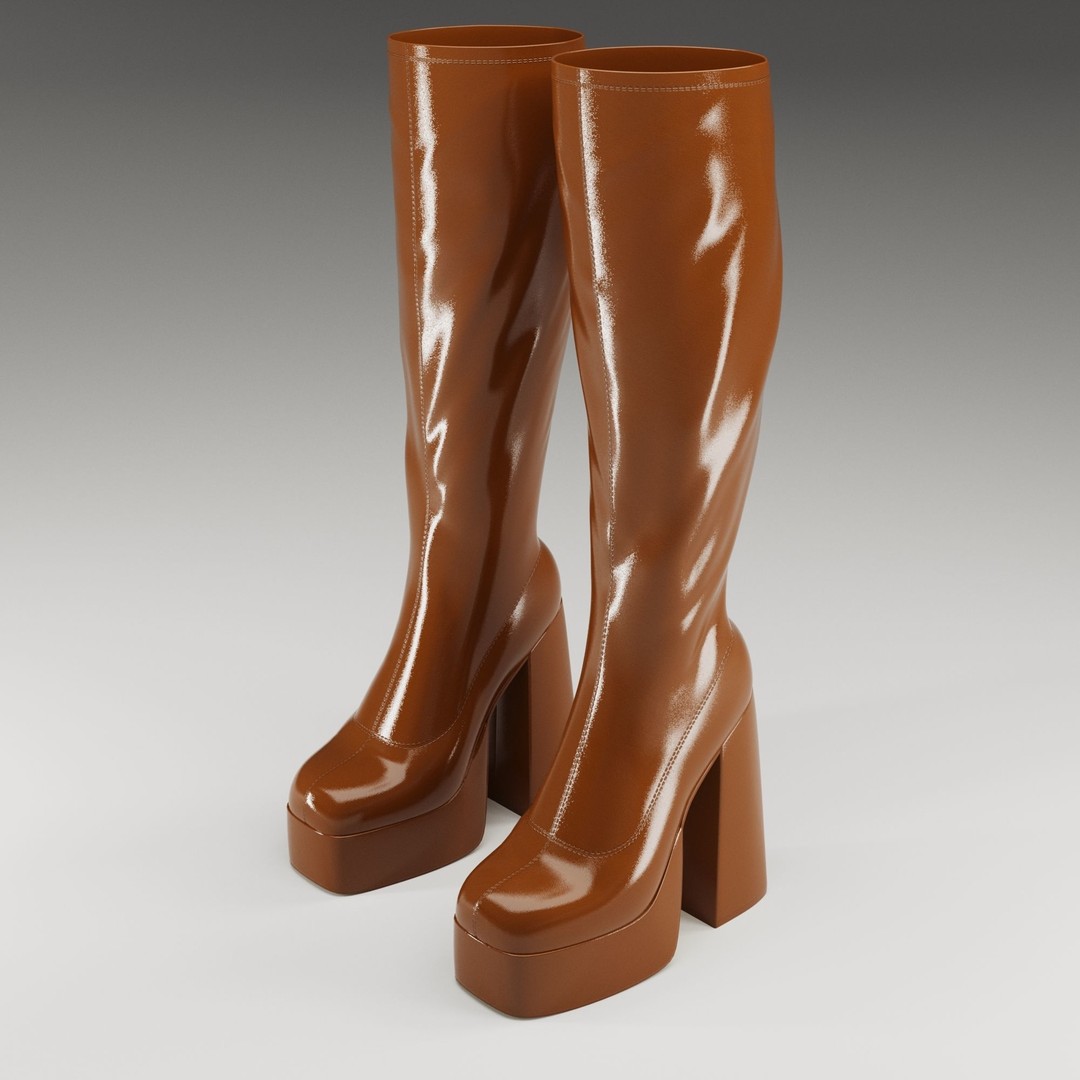 NOKWOL Emmie Platform Knee Boots 3D Model – Low Poly Game Ready Asset, FBX, Blender - View 23