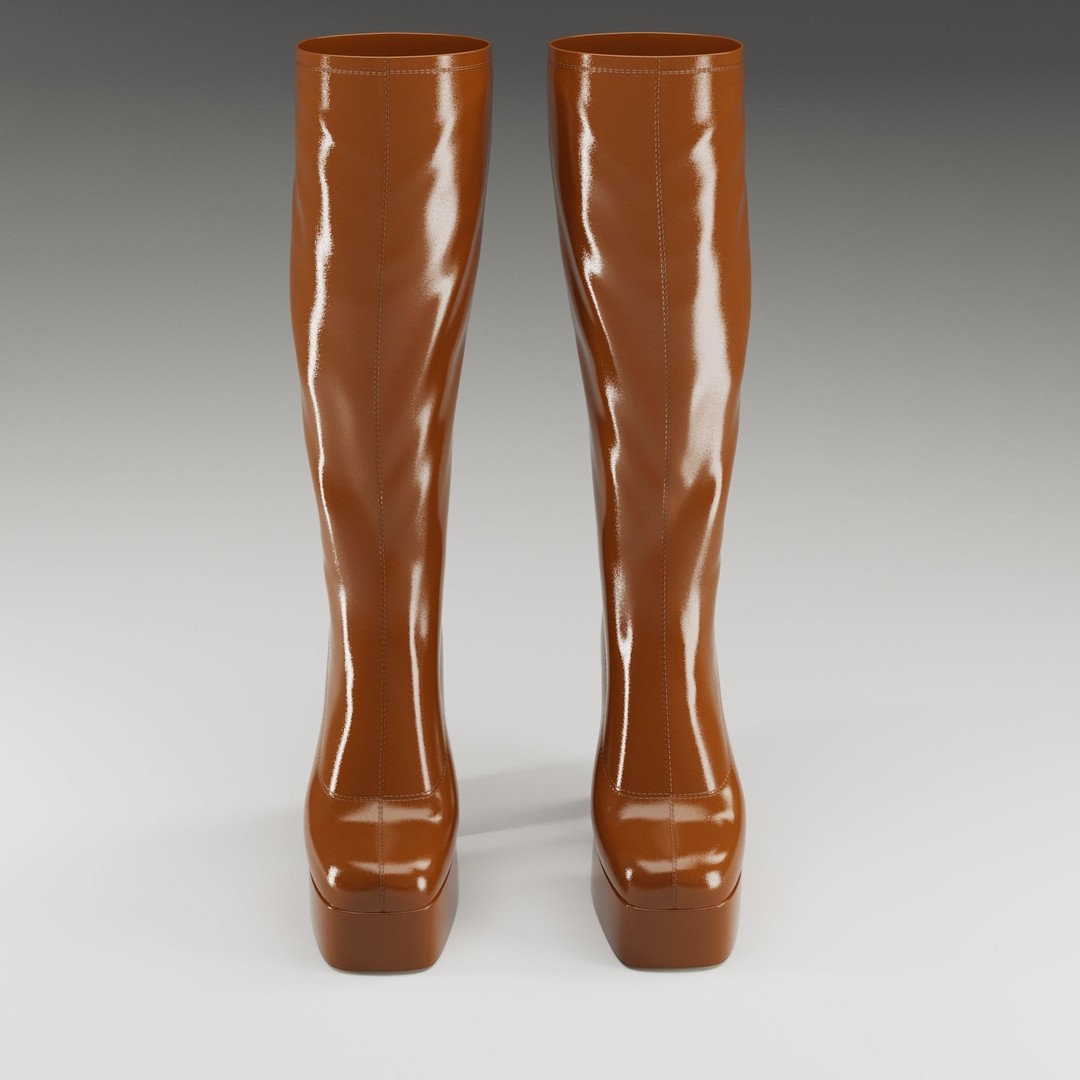 NOKWOL Emmie Platform Knee Boots 3D Model – Low Poly Game Ready Asset, FBX, Blender - View 25