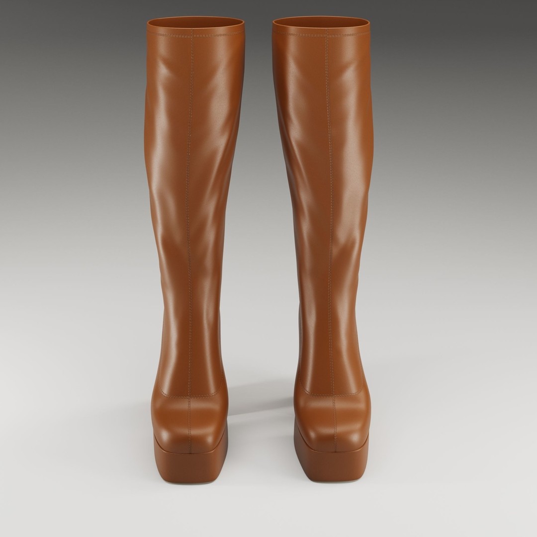 NOKWOL Emmie Platform Knee Boots 3D Model – Low Poly Game Ready Asset, FBX, Blender - View 26
