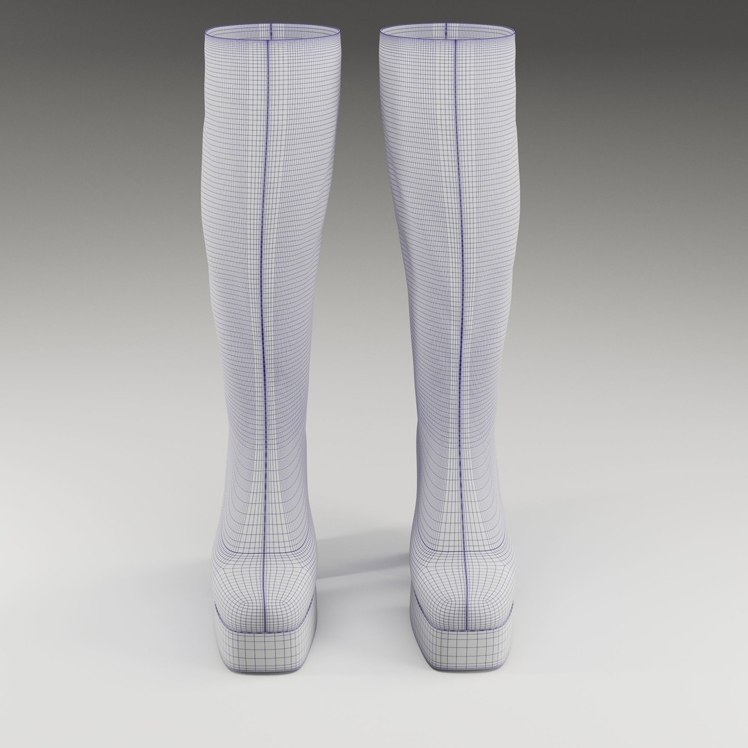 NOKWOL Emmie Platform Knee Boots 3D Model – Low Poly Game Ready Asset, FBX, Blender - View 27