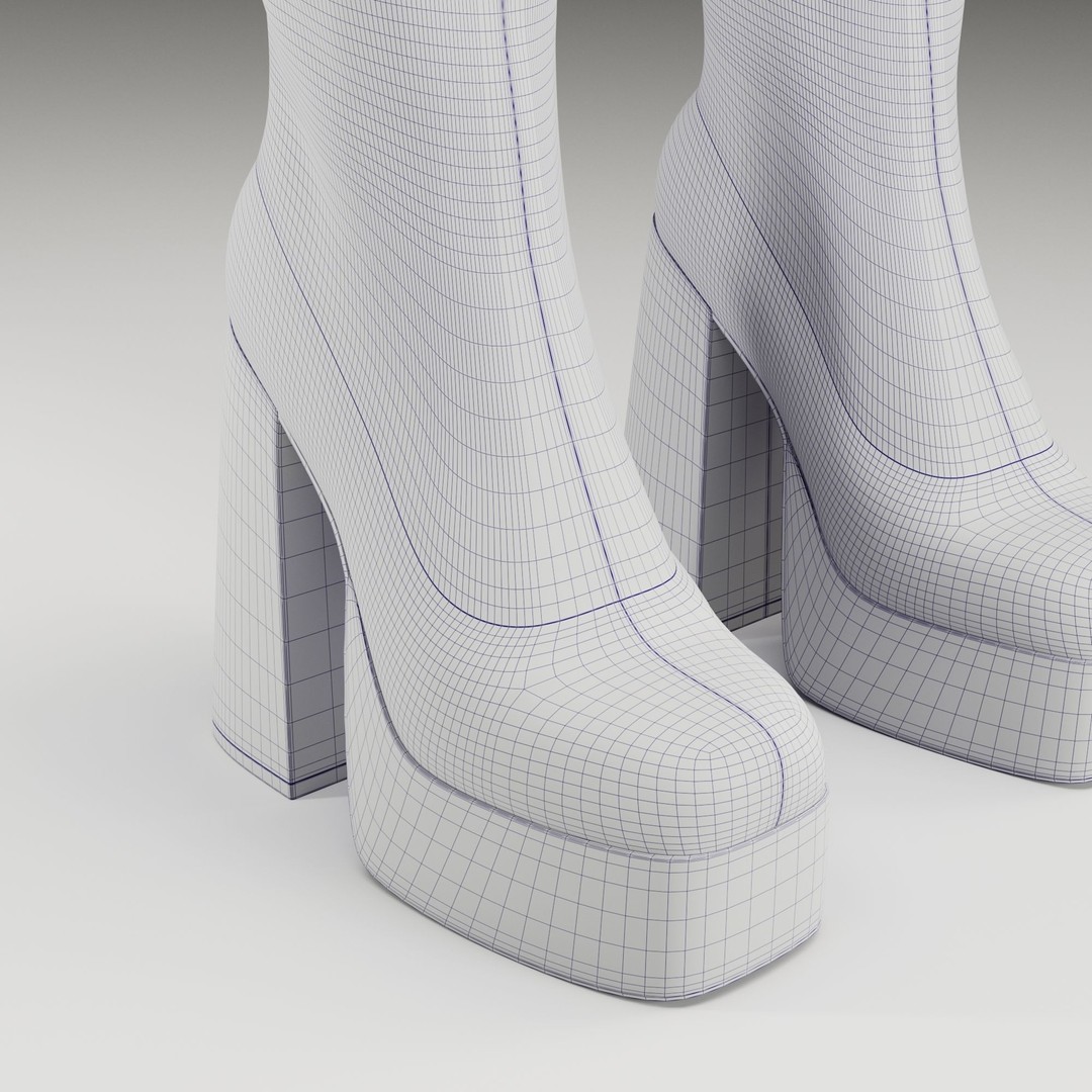 NOKWOL Emmie Platform Knee Boots 3D Model – Low Poly Game Ready Asset, FBX, Blender - View 29