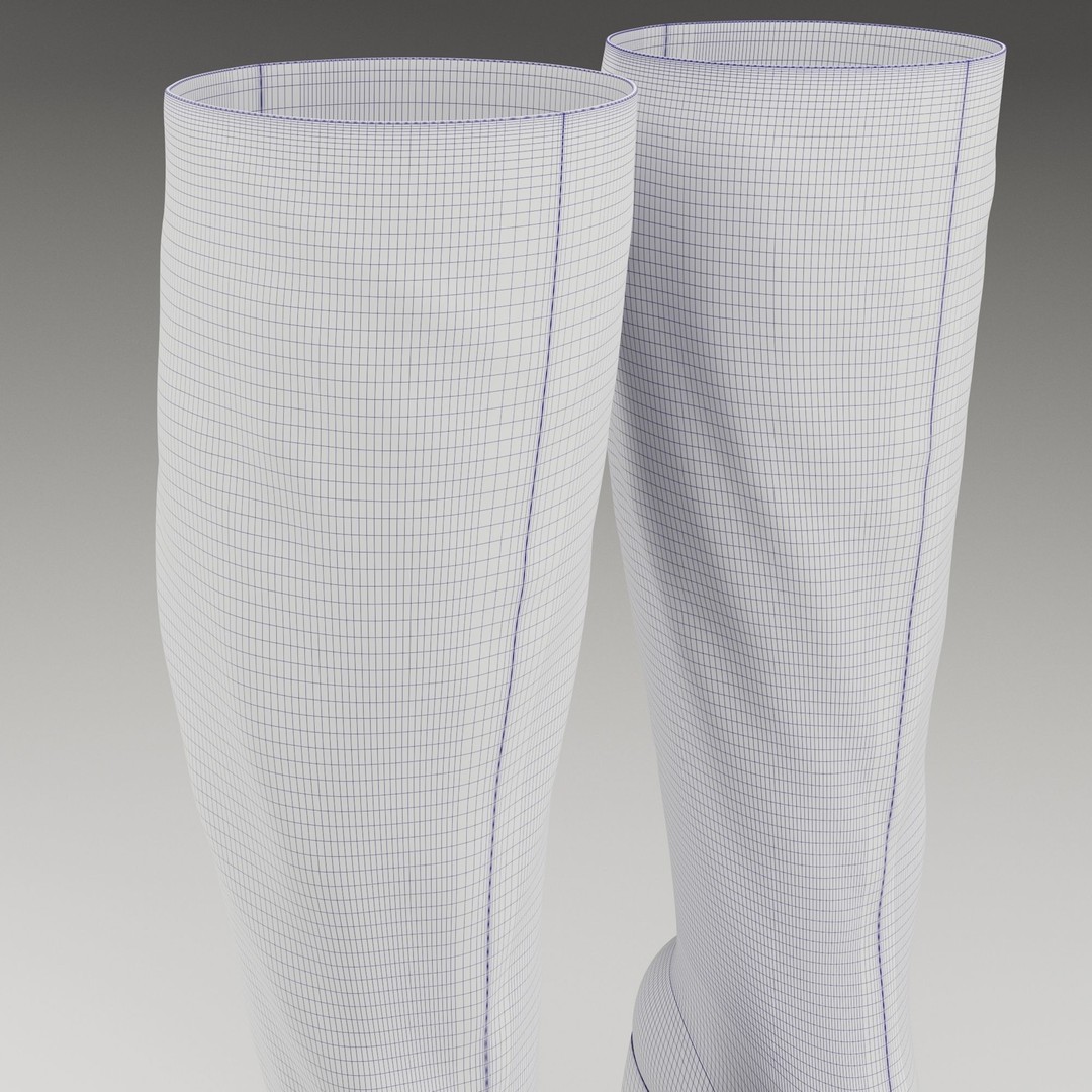 NOKWOL Emmie Platform Knee Boots 3D Model – Low Poly Game Ready Asset, FBX, Blender - View 30