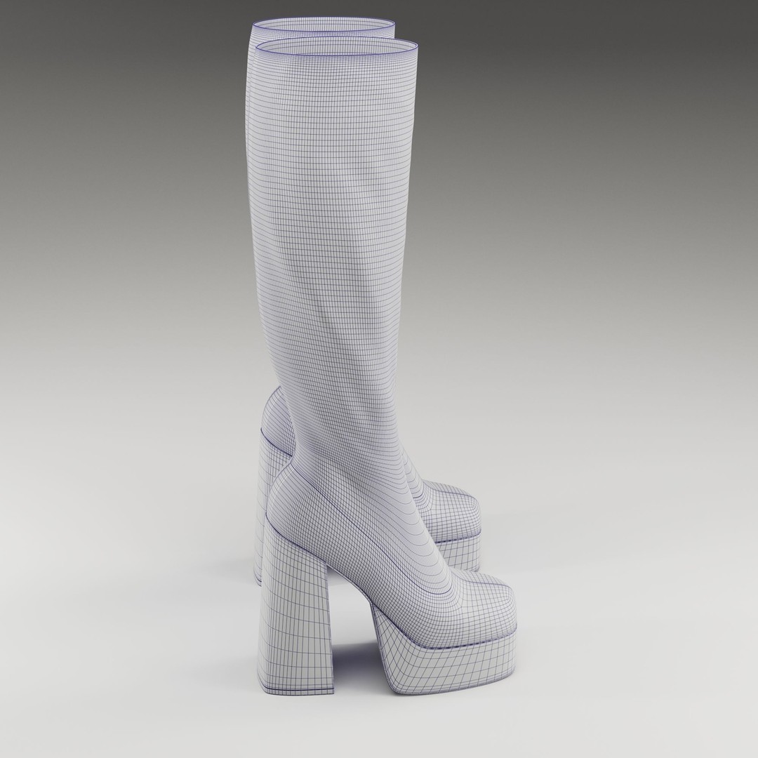 NOKWOL Emmie Platform Knee Boots 3D Model – Low Poly Game Ready Asset, FBX, Blender - View 31