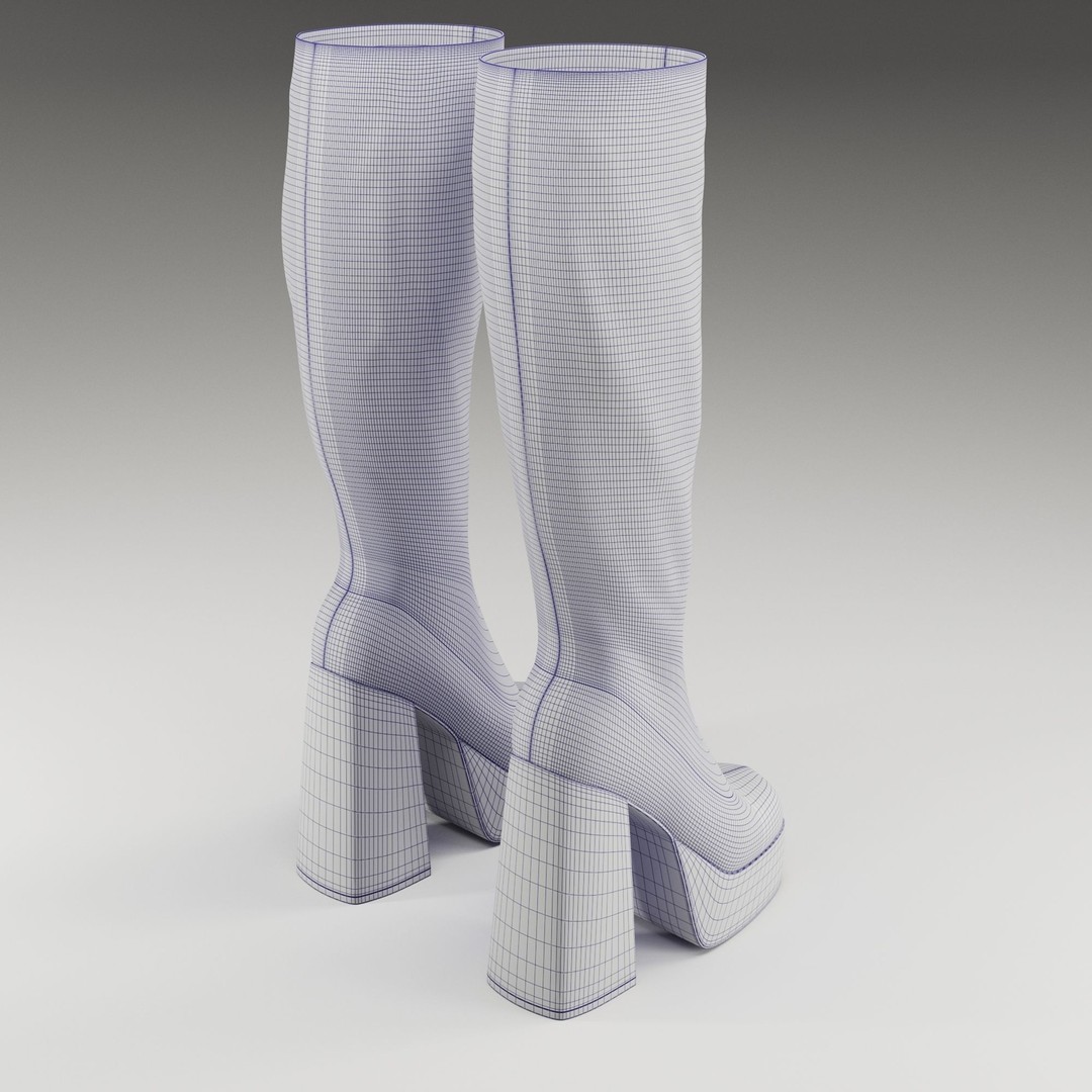 NOKWOL Emmie Platform Knee Boots 3D Model – Low Poly Game Ready Asset, FBX, Blender - View 32