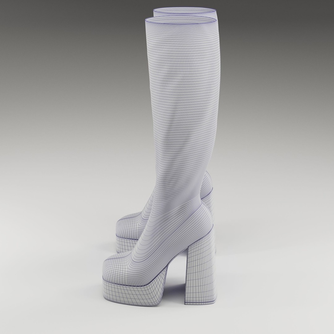 NOKWOL Emmie Platform Knee Boots 3D Model – Low Poly Game Ready Asset, FBX, Blender - View 36