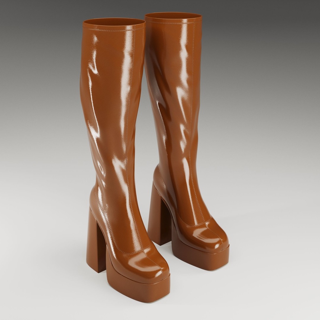 NOKWOL Emmie Platform Knee Boots 3D Model – Low Poly Game Ready Asset, FBX, Blender - View 4