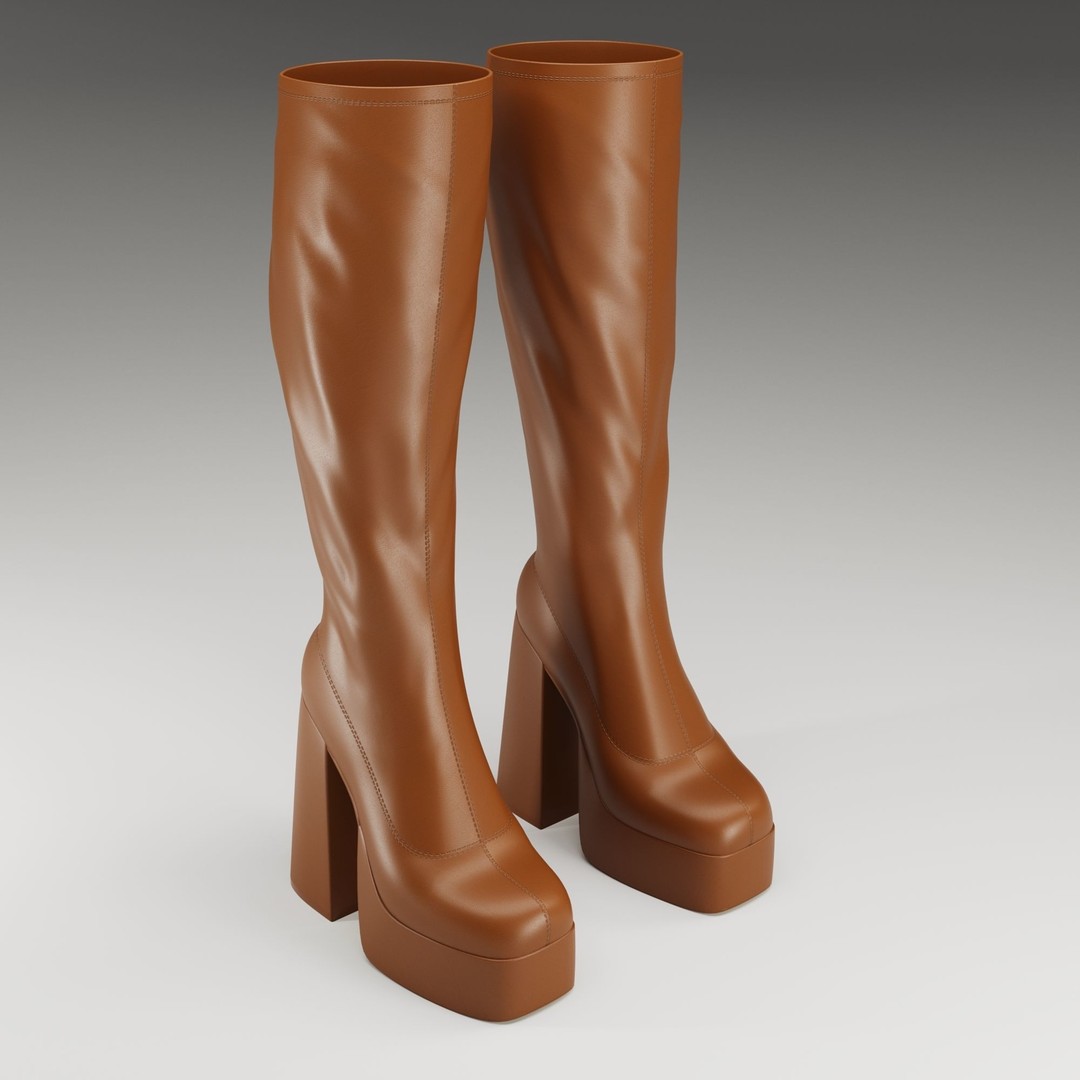 NOKWOL Emmie Platform Knee Boots 3D Model – Low Poly Game Ready Asset, FBX, Blender - View 5