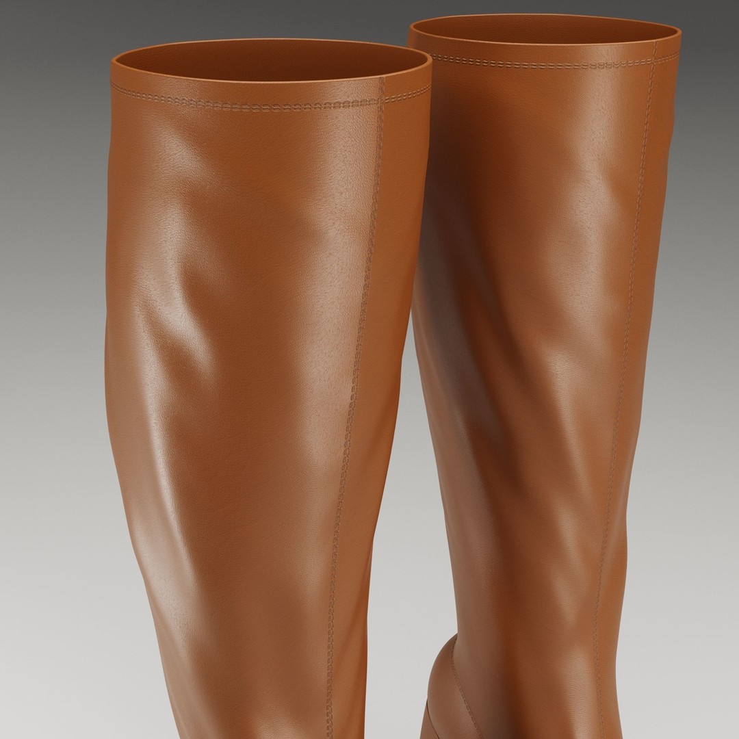 NOKWOL Emmie Platform Knee Boots 3D Model – Low Poly Game Ready Asset, FBX, Blender - View 8
