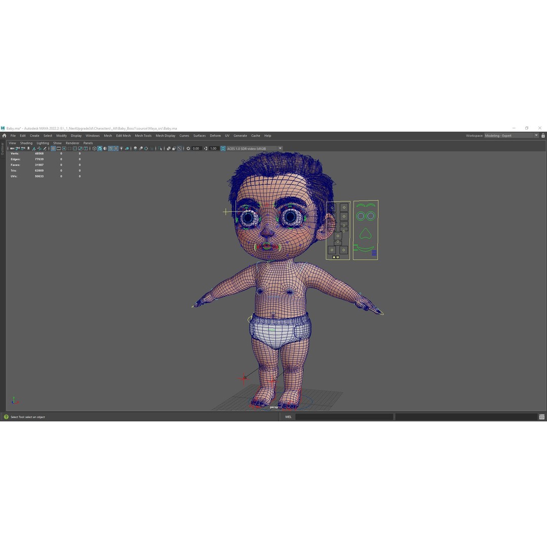 Cartoon Baby 3D Model – Rigged Low Poly Character with 4K Textures - View 13
