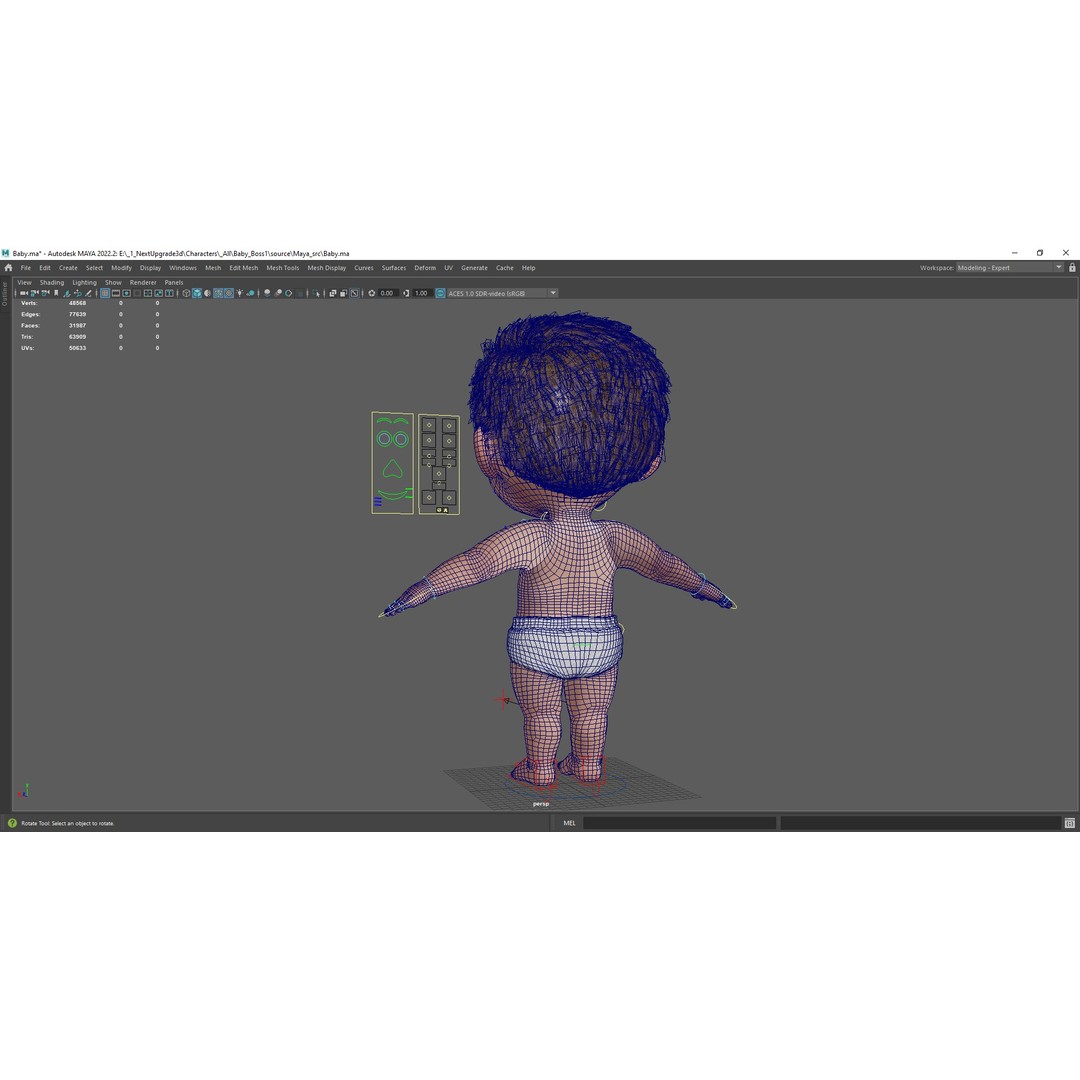 Cartoon Baby 3D Model – Rigged Low Poly Character with 4K Textures - View 14