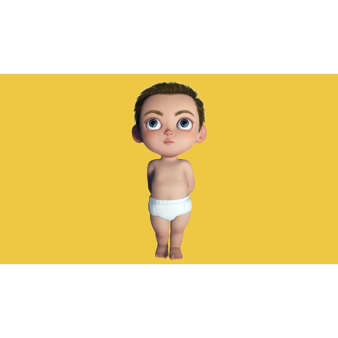Cartoon Baby 3D Model – Rigged Low Poly Character with 4K Textures - View 18